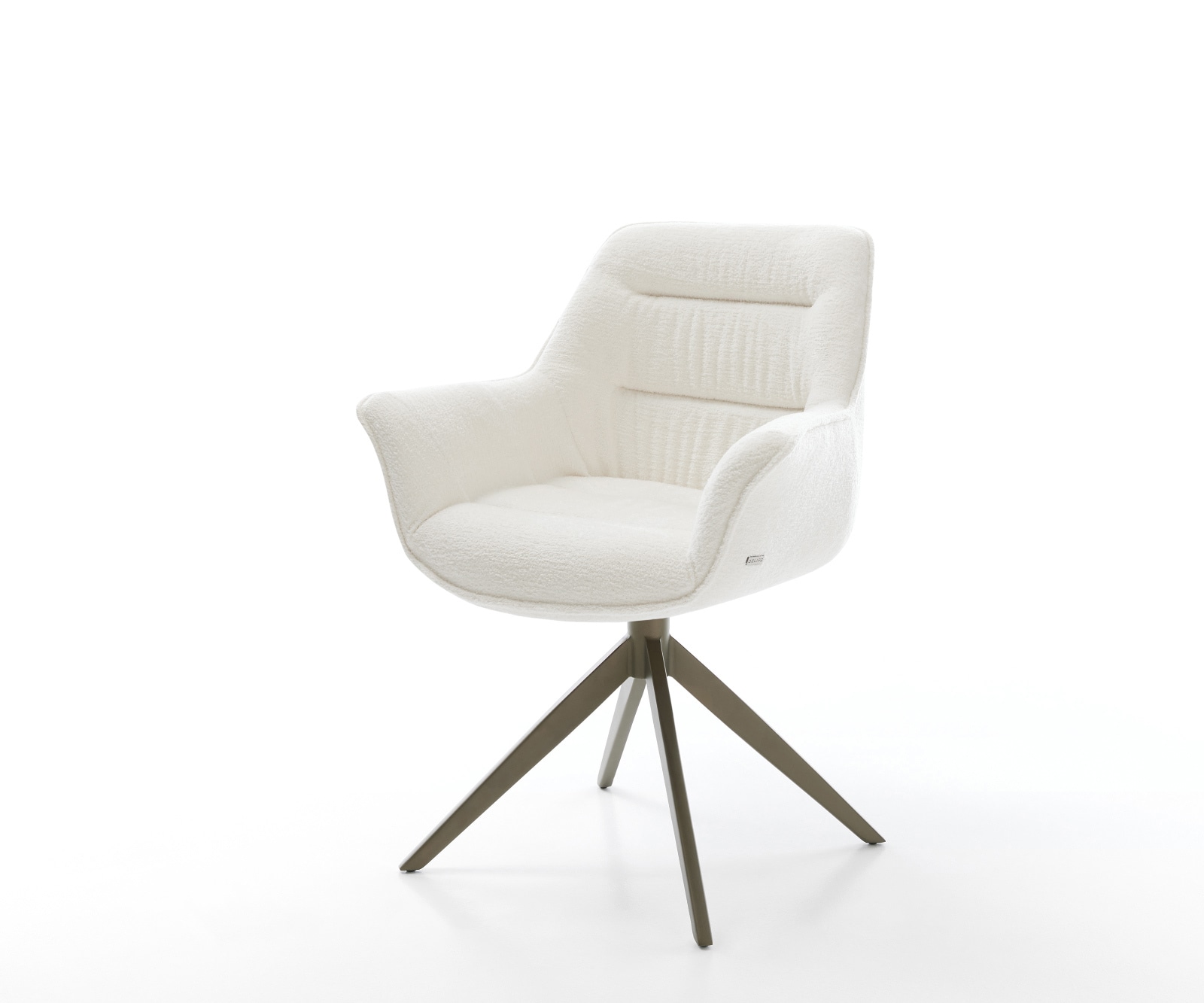 Drehstuhl Kaira-Flex Bouclé Soft Beige Kreuzgestell breit Effektfinish Titan 360° drehbar Wippfunktion