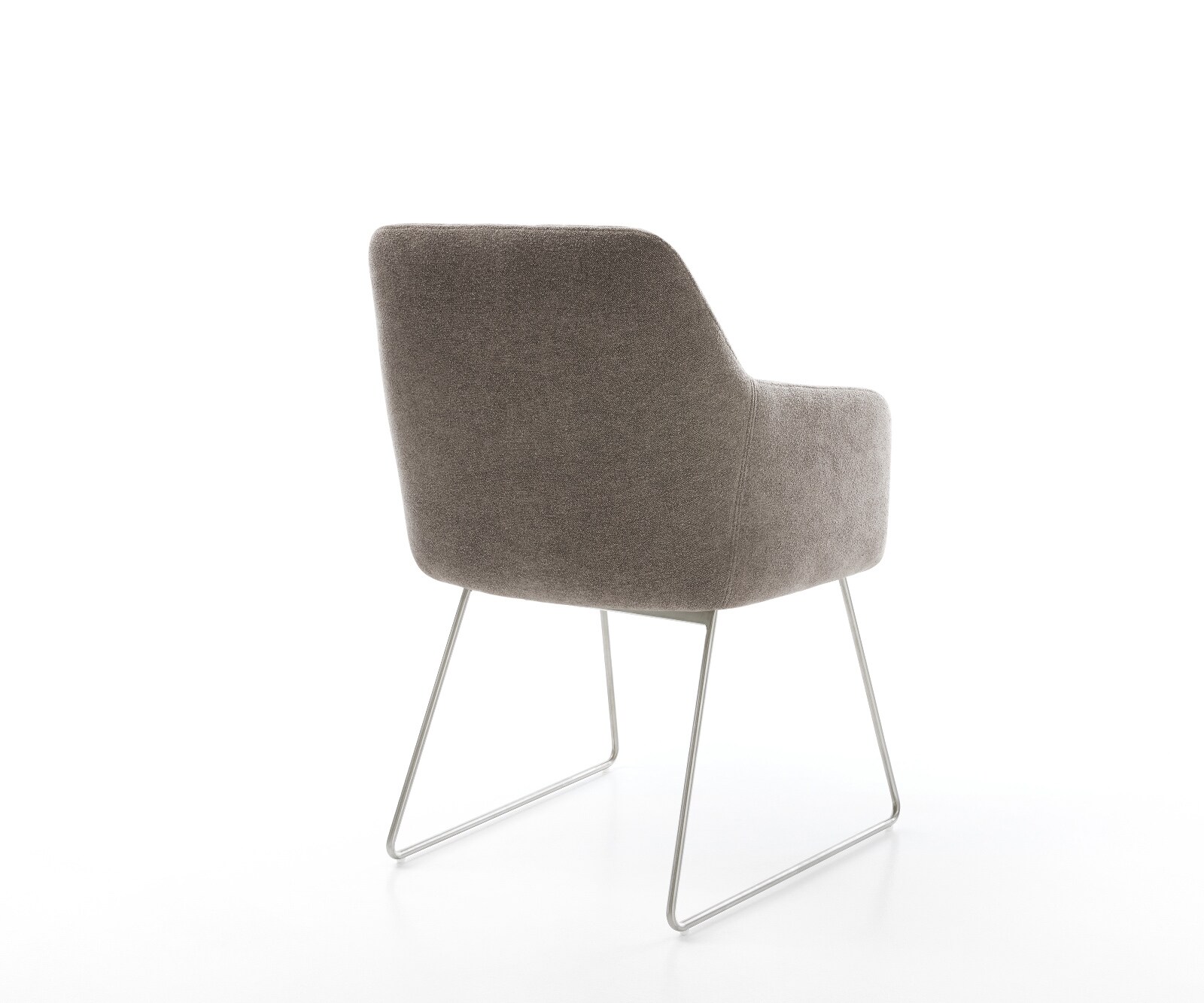 Esszimmerstuhl Greg-Flex Strukturstoff Soft Taupe Kufengestell Edelstahl Taschenfederkern 4