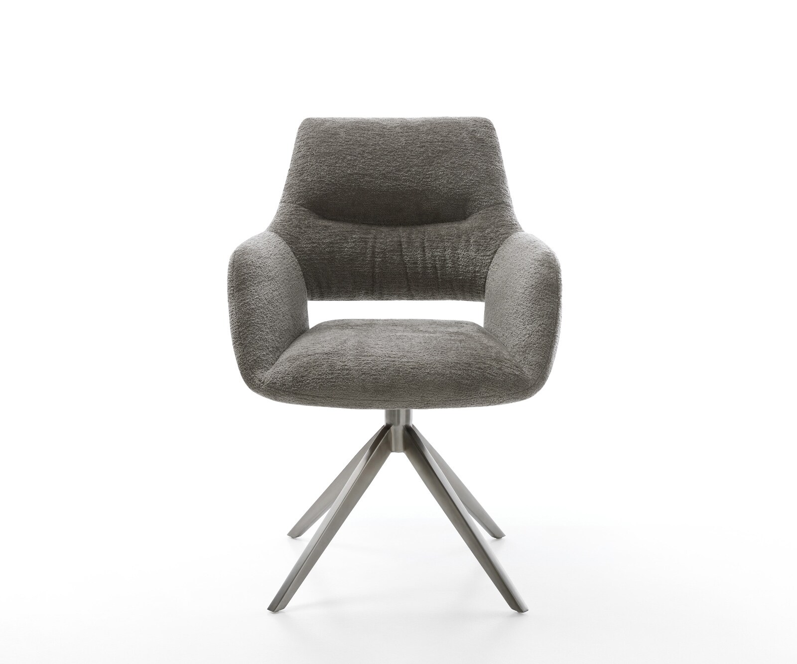 Drehstuhl Yago-Flex mit Armlehnen Bouclé Soft Schlamm Kreuzgestell breit Graphit 360° drehbar Wippfunktion Taschenfederkern 1