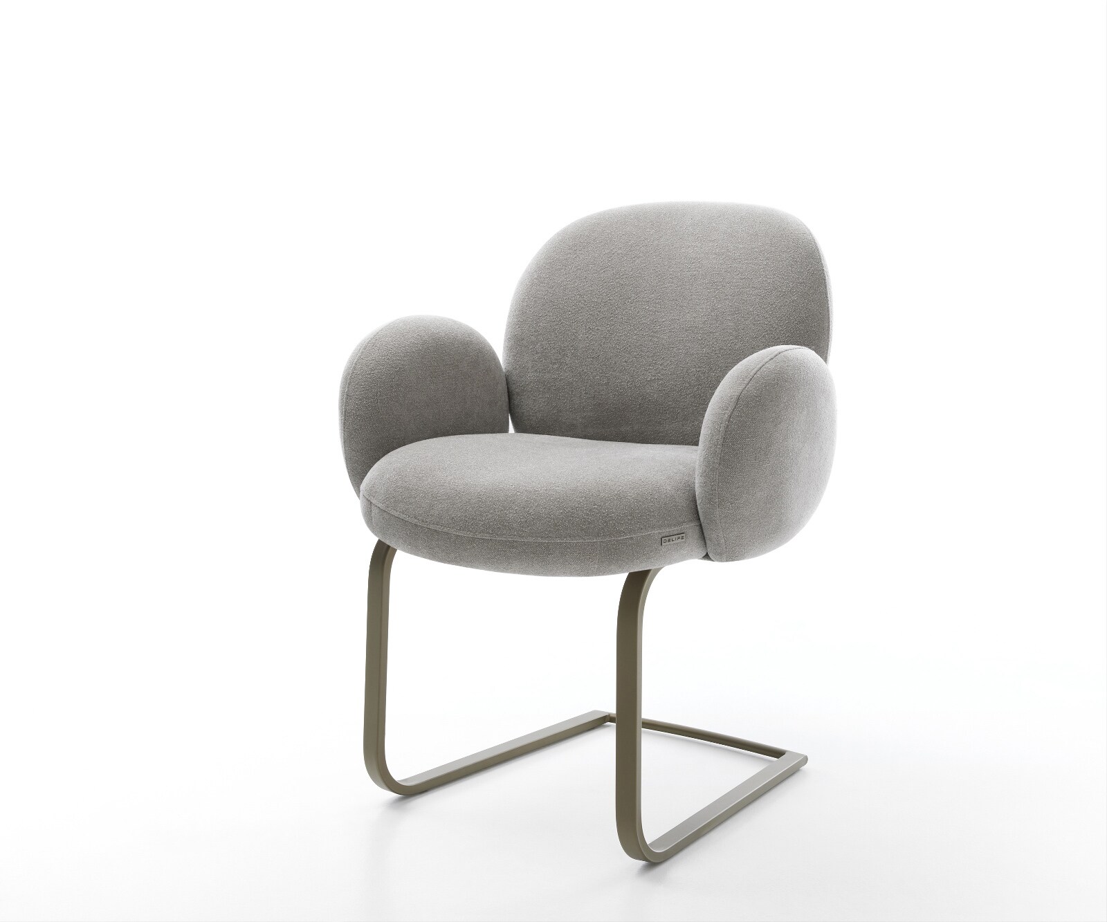 Freischwinger Nube-Flex mit Armlehnen Strukturstoff Soft Grau Freischwinger flach Effektfinish Titan Taschenfederkern