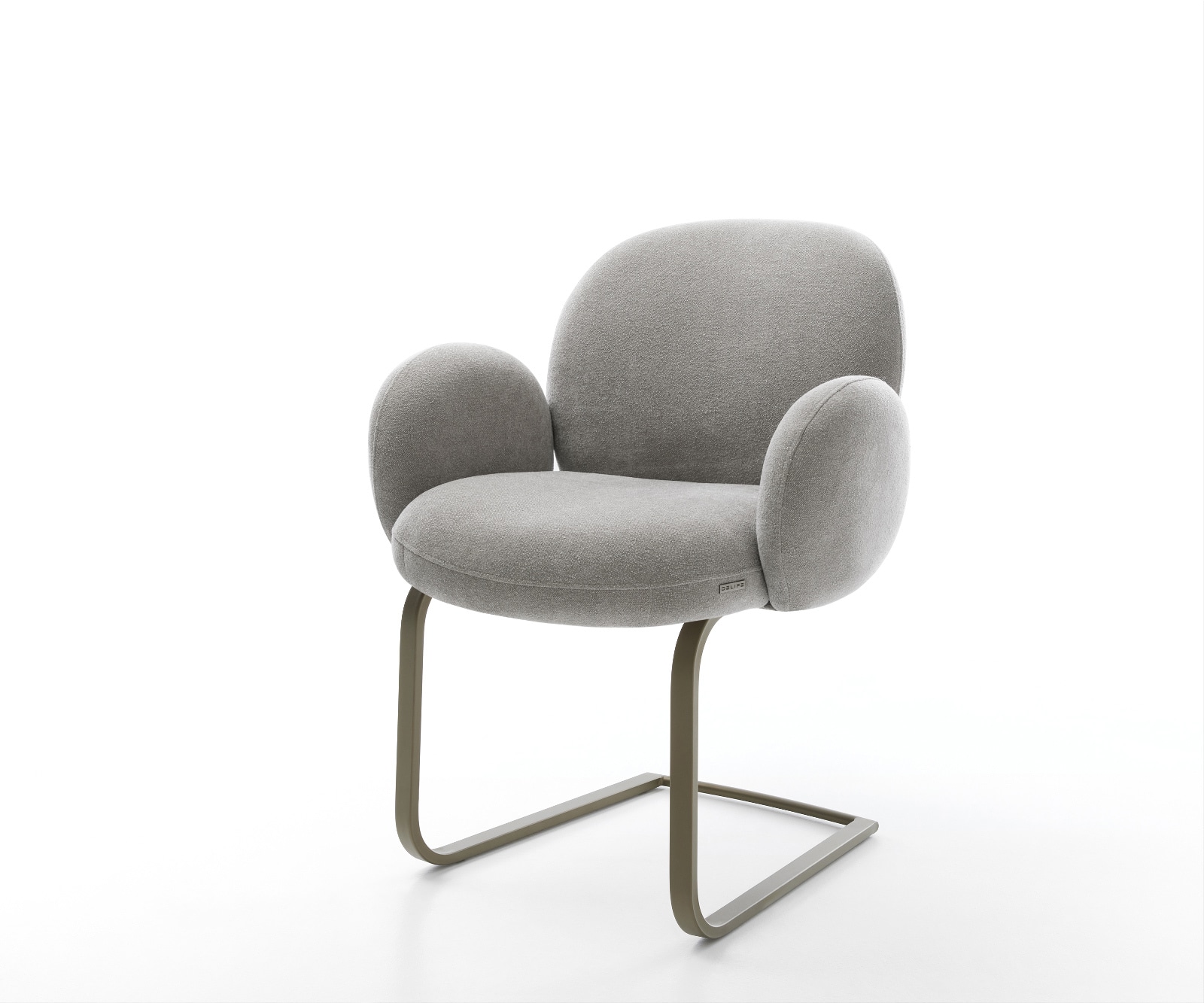 Freischwinger Nube-Flex mit Armlehnen Strukturstoff Soft Grau Freischwinger flach Effektfinish Titan Taschenfederkern