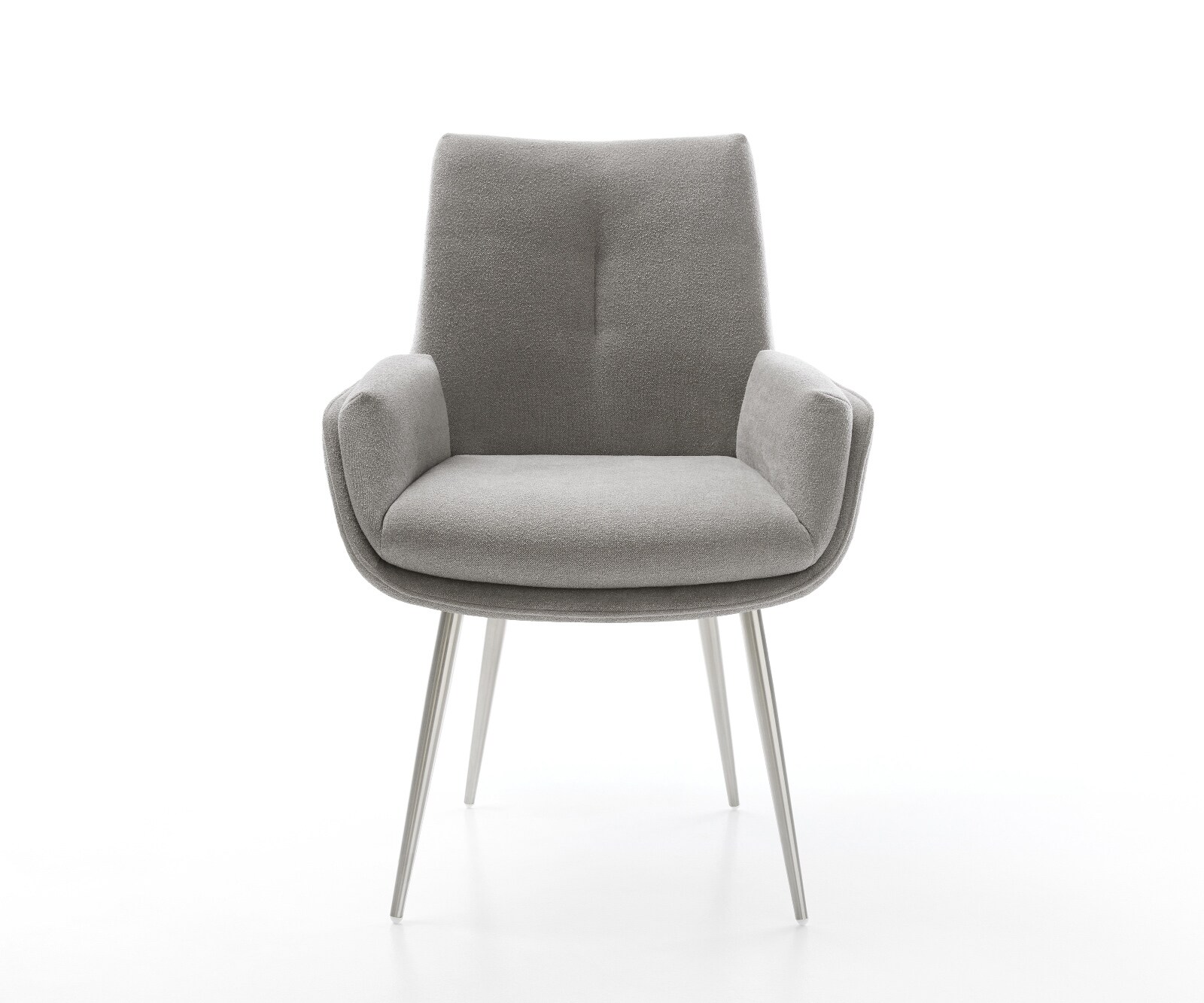 Esszimmerstuhl Clea-Flex Strukturstoff Soft Grau 4-Fuß konisch Edelstahl 1