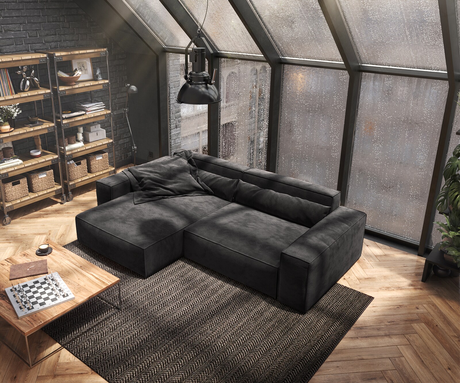 Ecksofa Sirpio XL 270x170 cm Mikrofaser Schwarz Recamiere variabel 4
