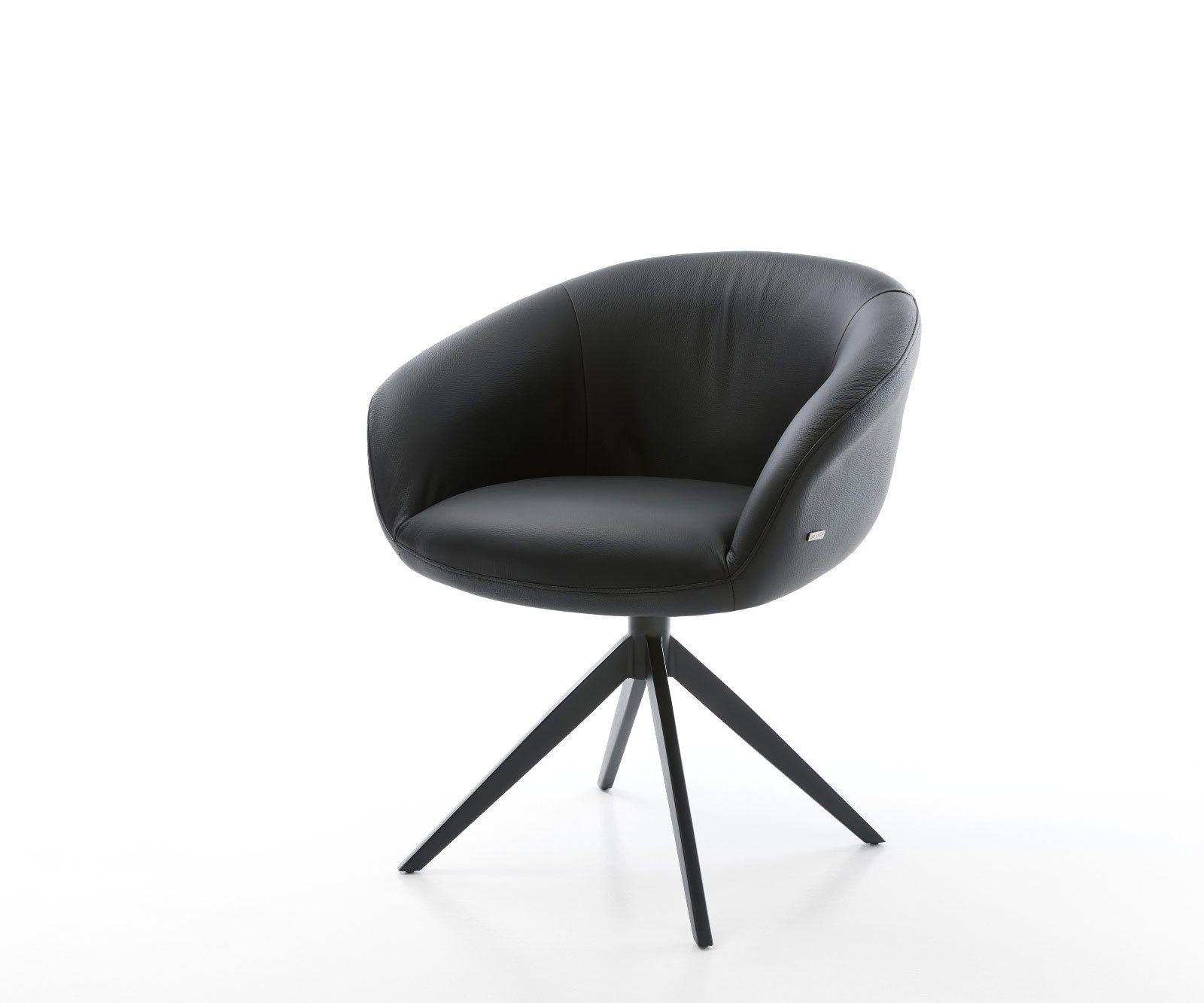 Drehstuhl Vinka-Flex mit Armlehnen Echt-Leder Schwarz Kreuzgestell breit Schwarz 360° drehbar Wippfunktion Taschenfederkern Drehstuhl Vinka-Flex mit Armlehnen Echt-Leder Schwarz Kreuzgestell breit Schwarz 360° drehbar Wippfunktion Taschenfederkern