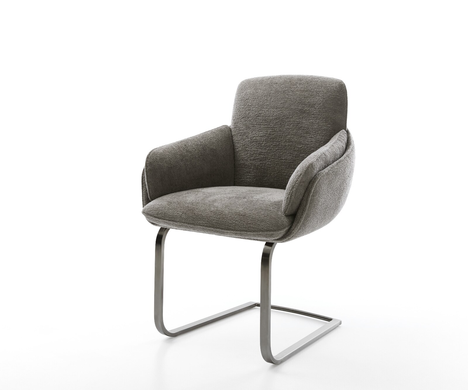 Freischwinger Luan-Flex mit Armlehnen Bouclé Soft Schlamm Freischwinger flach Graphit