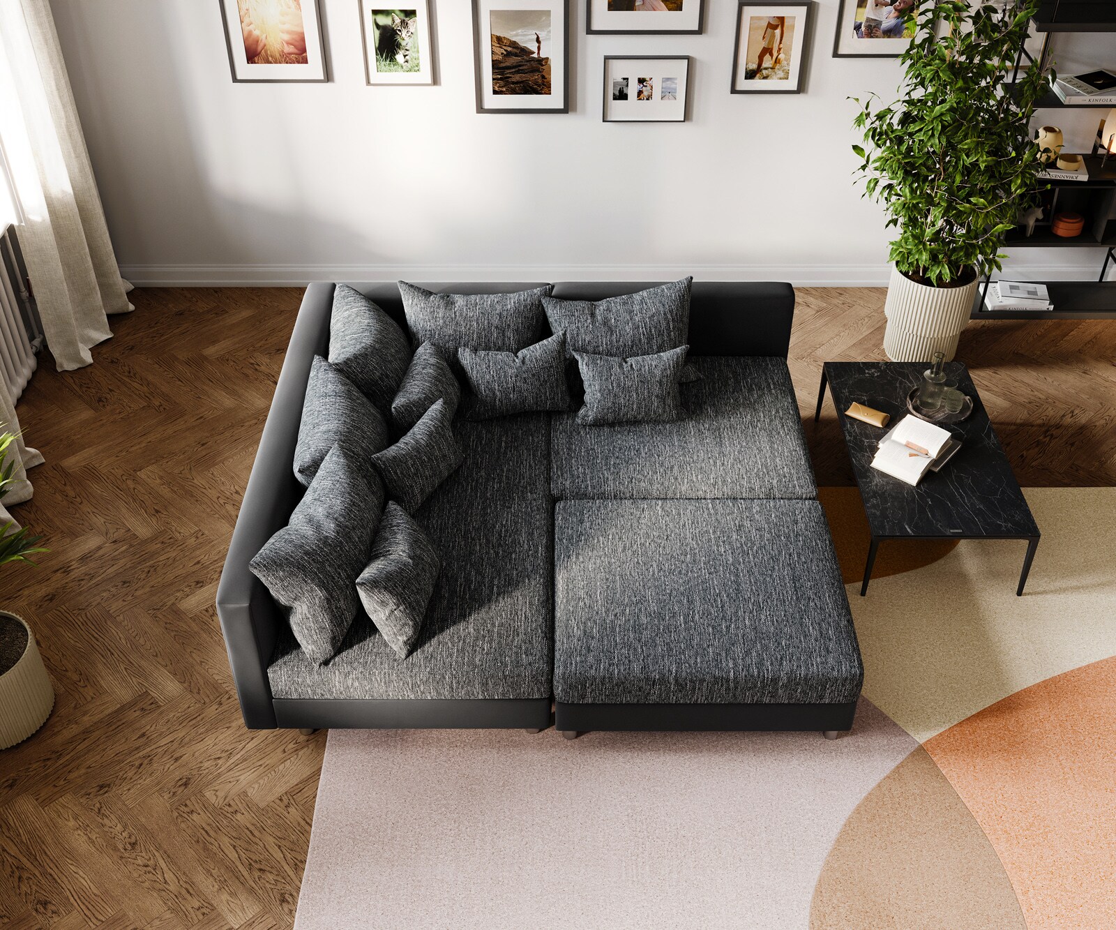 Ecksofa Clovis Schwarz Modulsofa Hocker Ottomane Links 5