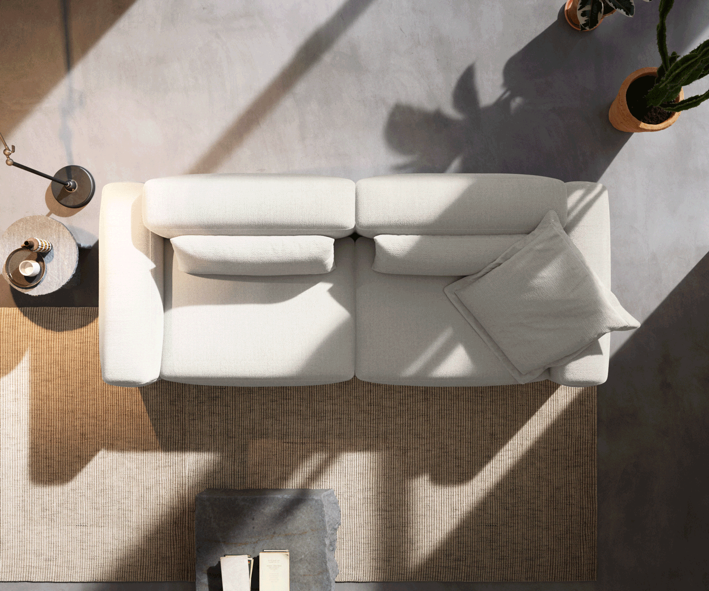 Big-Sofa Freestyle 280x110 cm Bouclé Soft Beige Kappnaht 4