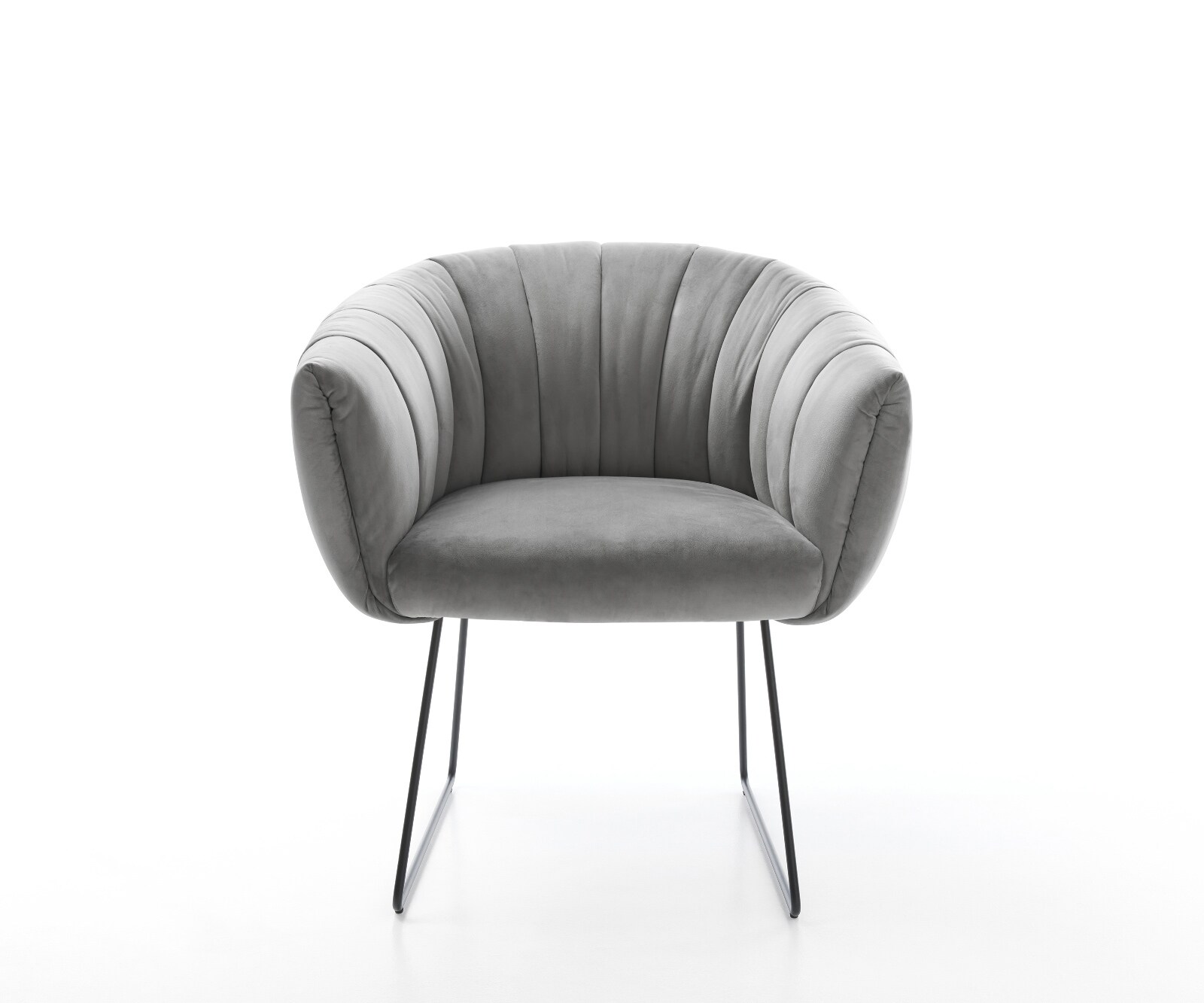Esszimmerstuhl Jada-Flex Samt Grau Kufengestell Schwarz Taschenfederkern 1
