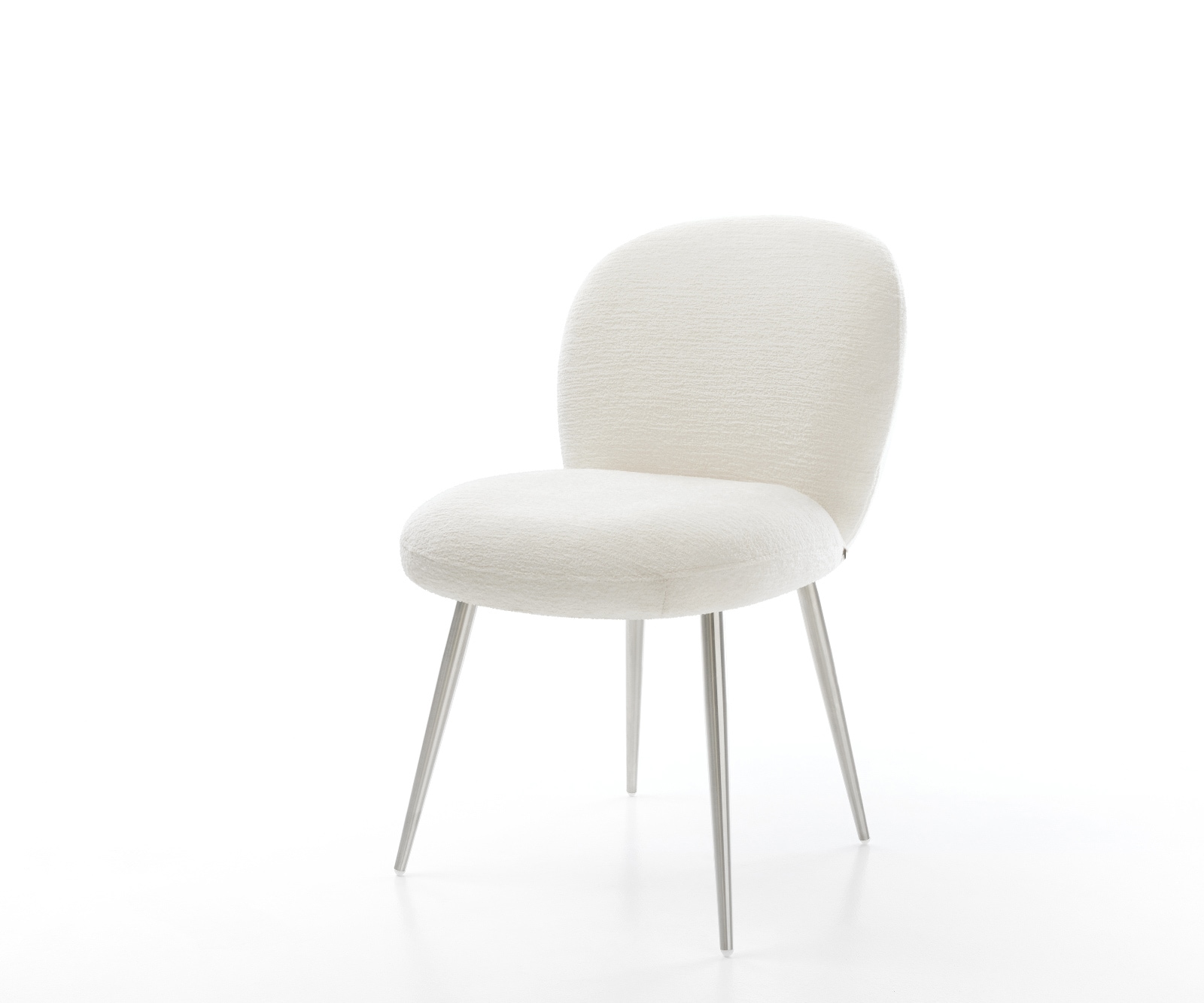 Esszimmerstuhl Nube-Flex Bouclé Soft Beige 4-Fuß konisch Edelstahl Taschenfederkern 1