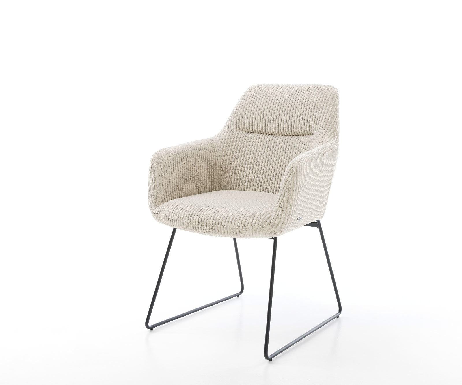 Esszimmerstuhl Pejo-Flex Cord Beige Kufengestell Schwarz Taschenfederkern