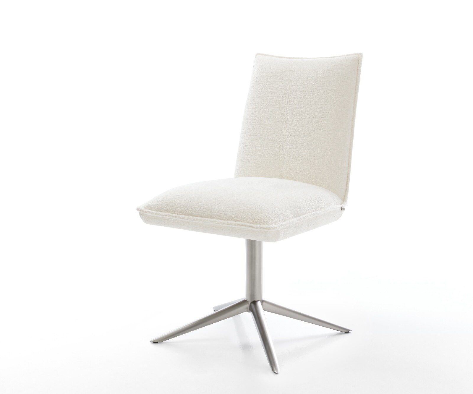 Chaise-pivotante Lelio-Flex bouclé doux beige pied de chaise 4 branches acier inoxydable pivotement sur 360° fonction bascule resorts ensachés