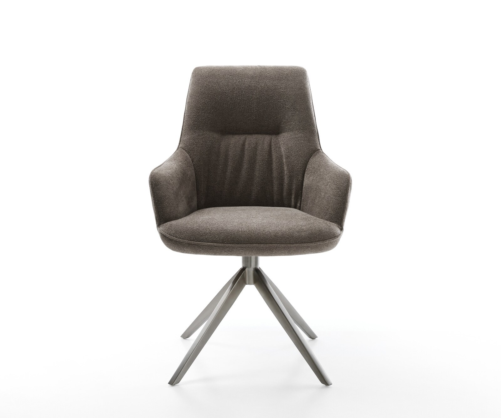 Drehstuhl Zelia-Flex mit Armlehnen Strukturstoff Soft Taupe Kreuzgestell breit Graphit 360° drehbar Wippfunktion Taschenfederkern 1