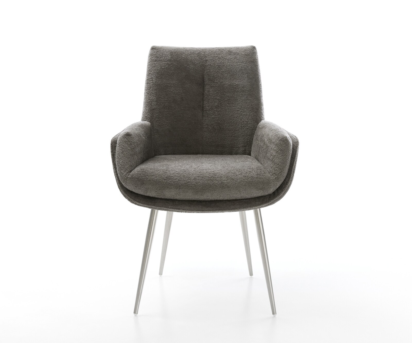 Esszimmerstuhl Clea-Flex Bouclé Soft Schlamm 4-Fuß konisch Edelstahl 1