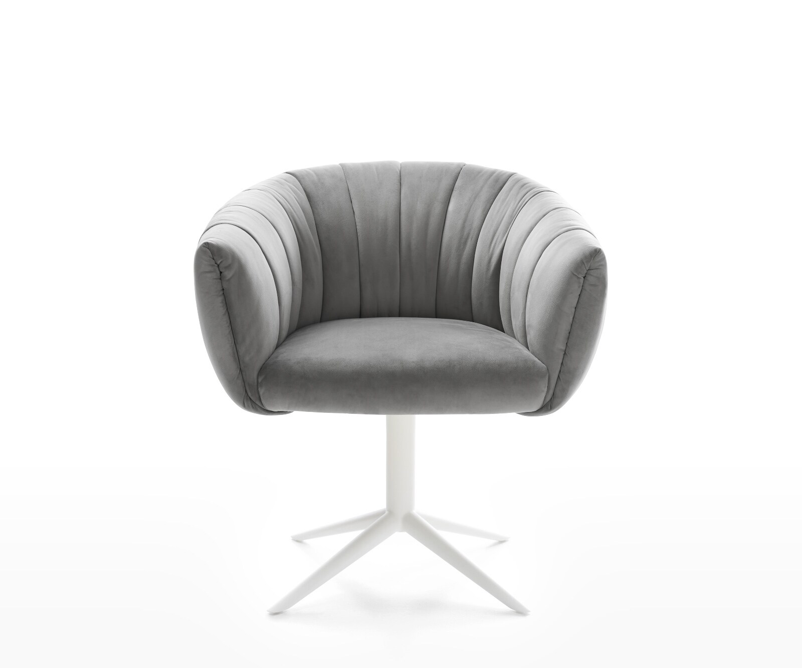 Drehstuhl Jada-Flex Samt Grau Fußkreuz Weiß 360° drehbar Wippfunktion Taschenfederkern 2