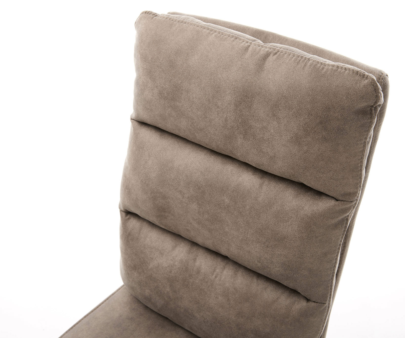 Drehstuhl Pela-Flex Mikrofaser Taupe Vintage Kreuzgestell breit Edelstahl 360° drehbar Wippfunktion Taschenfederkern 4