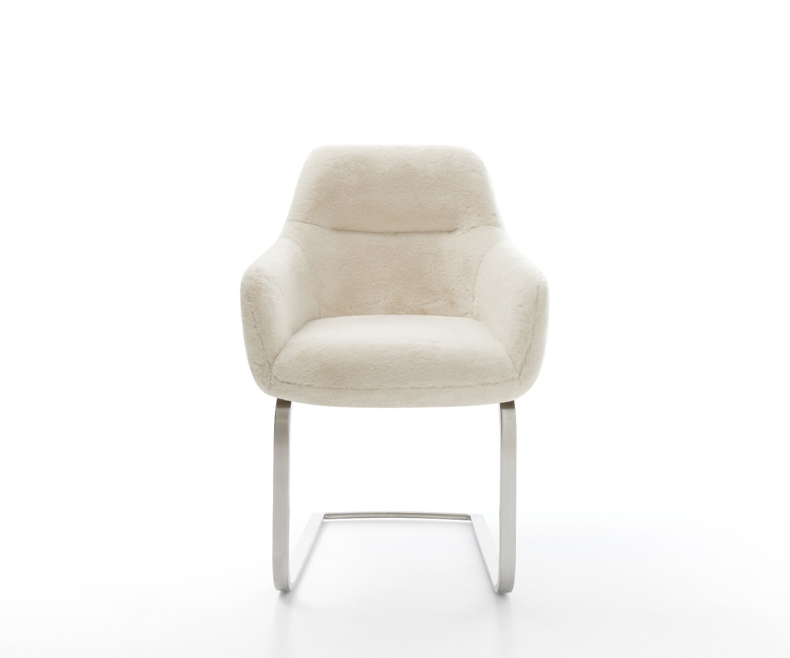 Freischwinger Pejo-Flex Plüsch Creme-Weiß Freischwinger flach Edelstahl Taschenfederkern 1