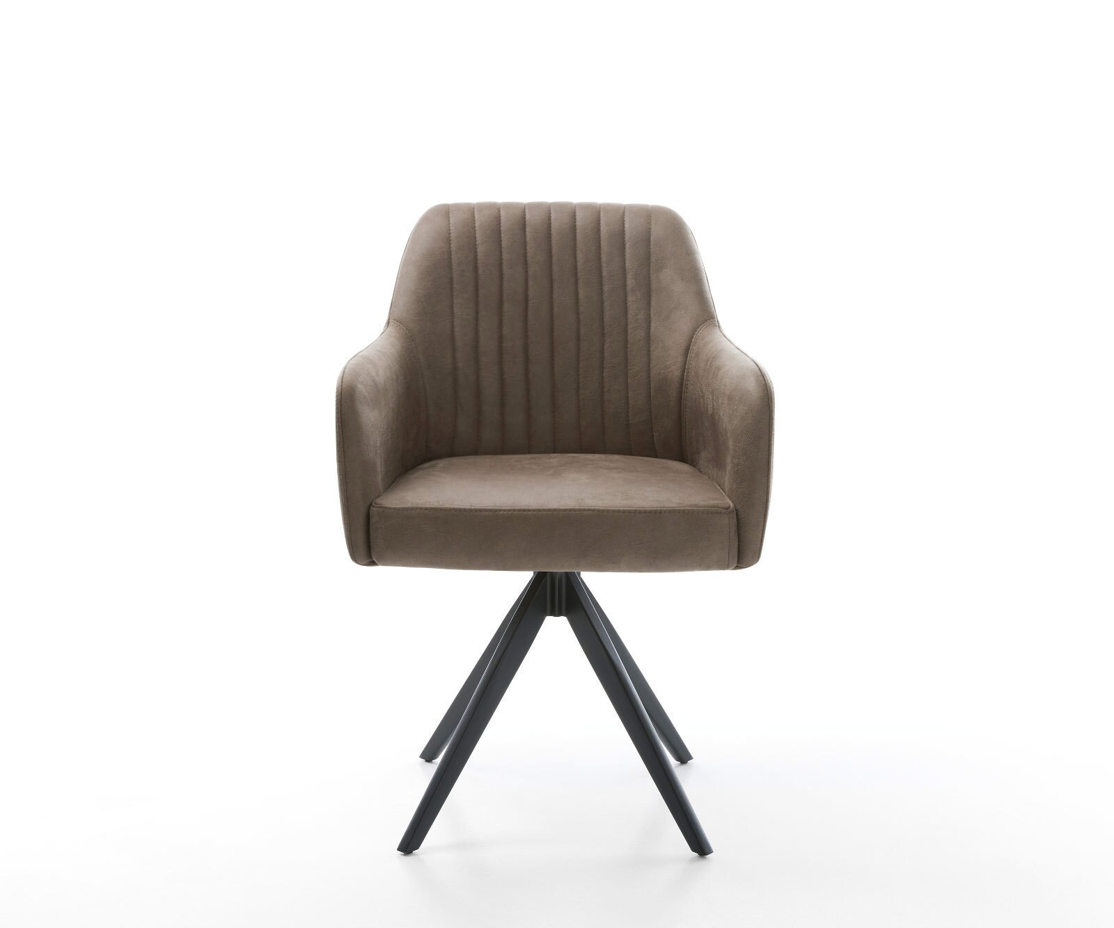 Esszimmerstuhl Greg-Flex Mikrofaser Taupe Vintage Kreuzgestell kantig Schwarz Taschenfederkern 2