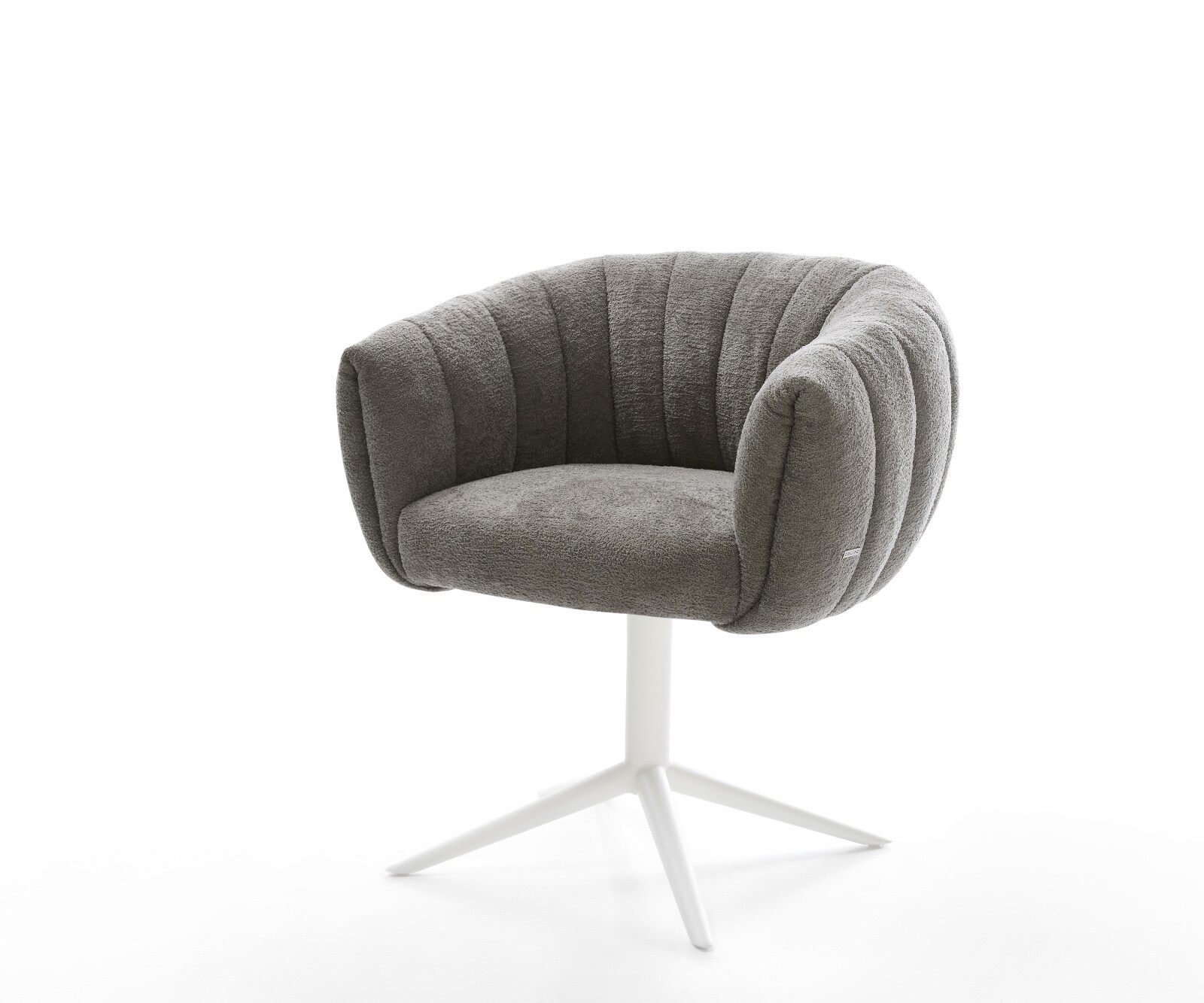 Drehstuhl Jada-Flex Bouclé Soft Schlamm Fußkreuz Weiß 360° drehbar Wippfunktion Taschenfederkern
