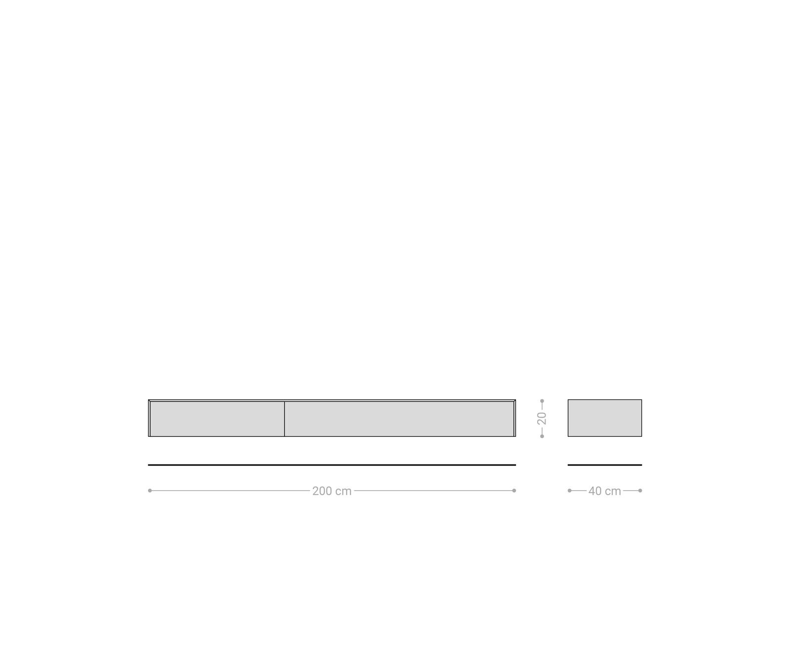 Lowboard Cuor 200 cm Keramik Beton Grau 1 Klappe 1 Schubfach Schwebend 8