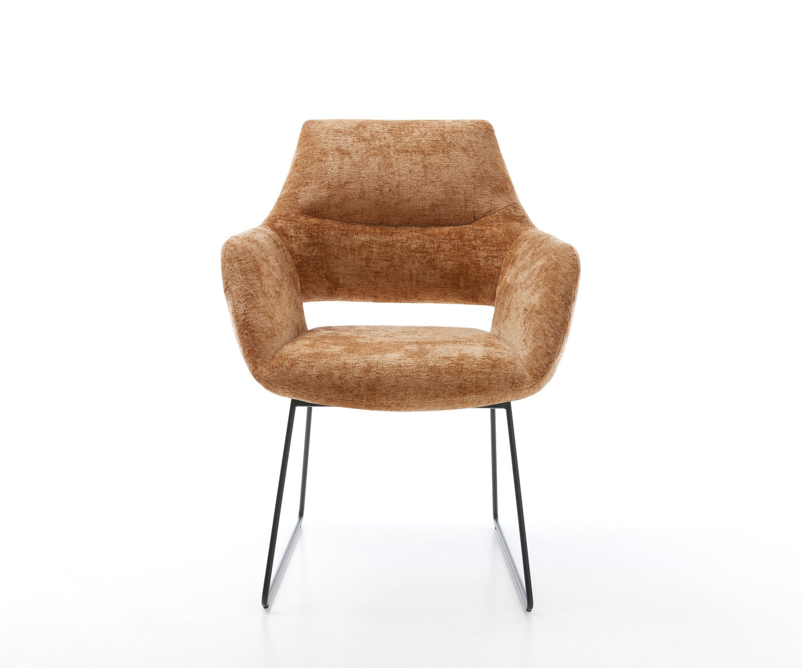 Esszimmerstuhl Yago-Flex mit Armlehnen Chenille Rost Kufengestell Schwarz Taschenfederkern 1 Esszimmerstuhl Yago-Flex mit Armlehnen Chenille Rost Kufengestell Schwarz Taschenfederkern 1