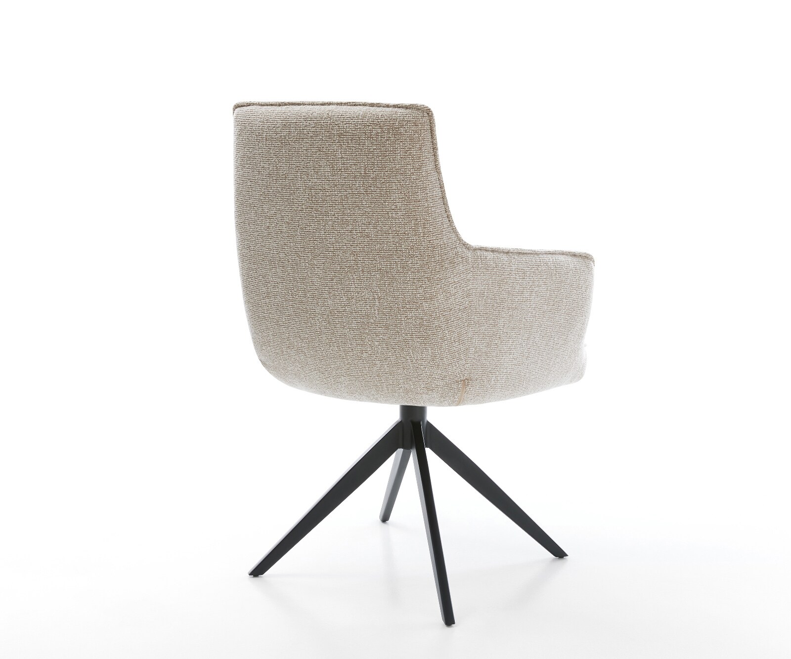 Drehstuhl Heira-Flex mit Armlehnen Webstoff Soft Beige Kreuzgestell breit Schwarz 360° drehbar Wippfunktion Taschenfederkern 4