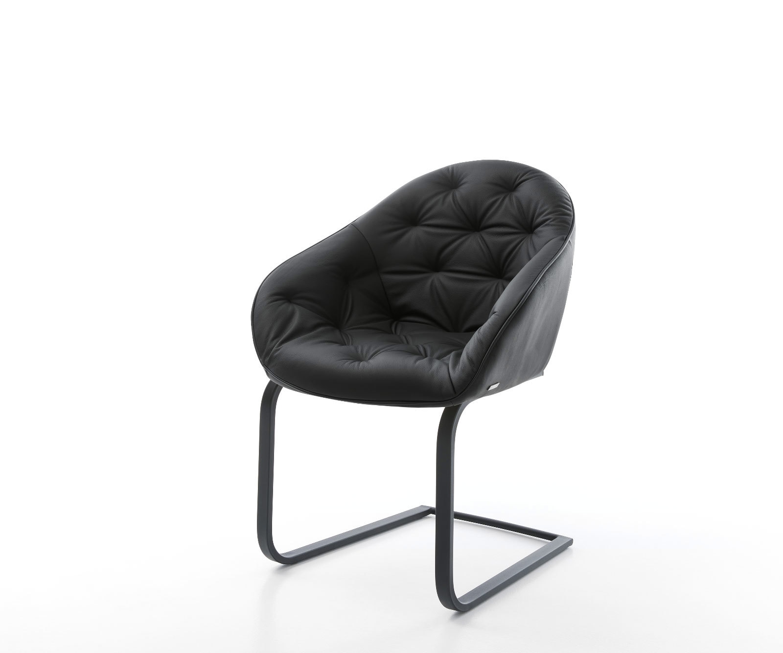 Freischwinger Gaio-Flex Echt-Leder Schwarz Freischwinger flach Schwarz günstig online kaufen