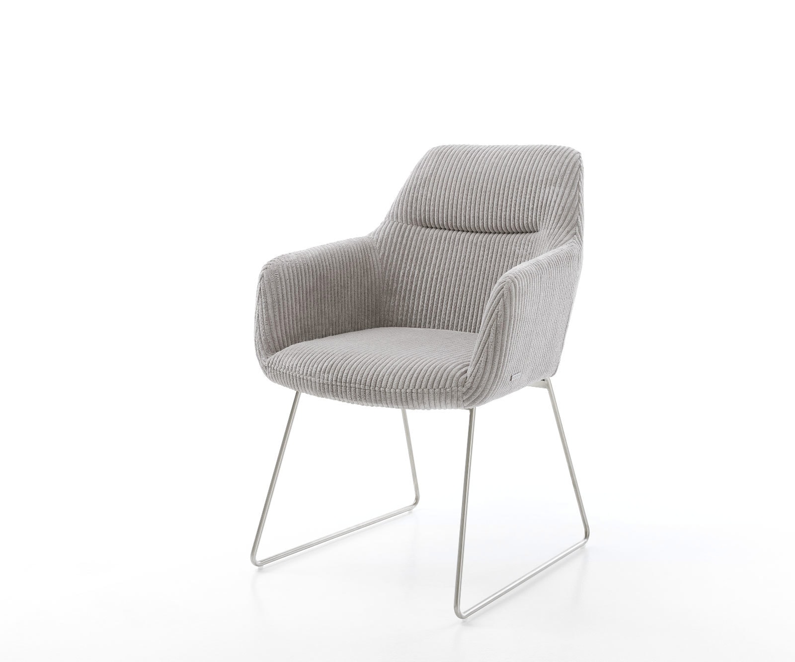 Esszimmerstuhl Pejo-Flex Cord Silbergrau Kufengestell Edelstahl Taschenfederkern 1