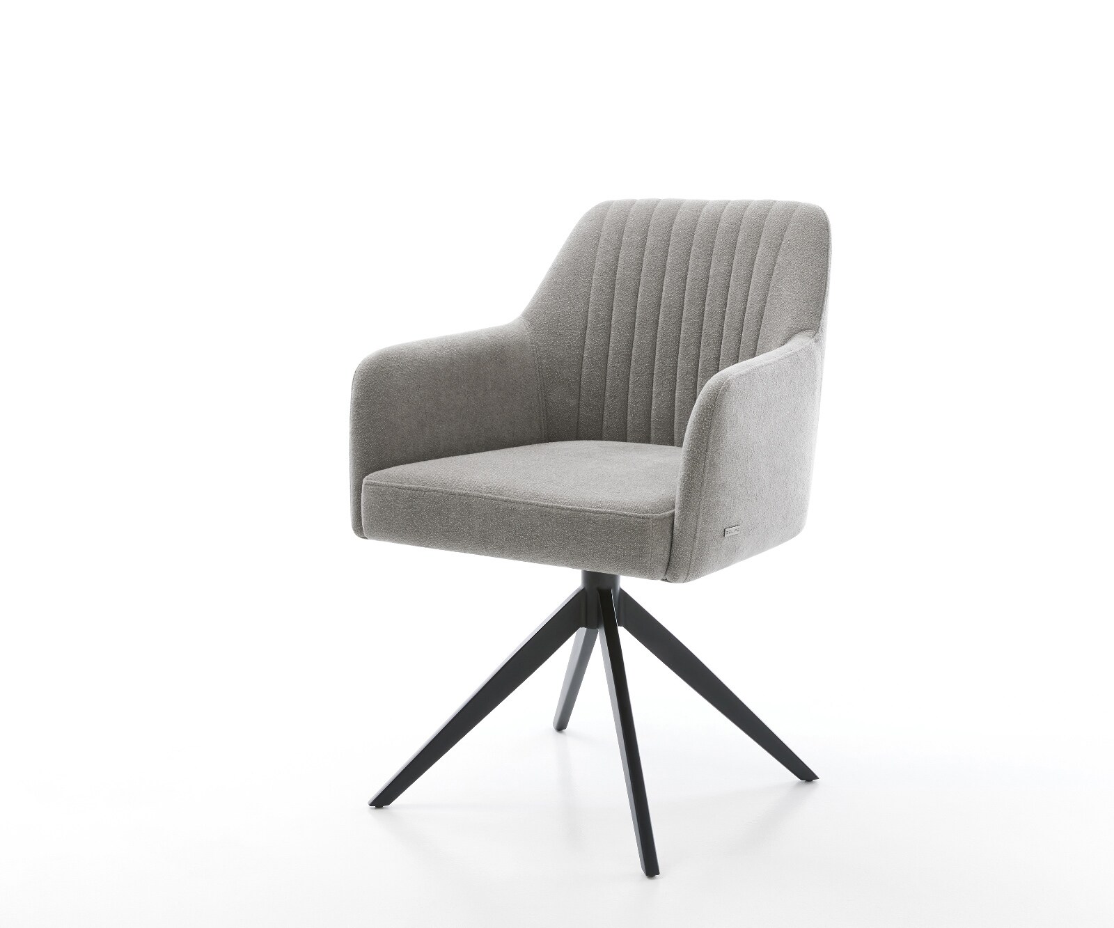 Drehstuhl Greg-Flex Strukturstoff Soft Grau Kreuzgestell breit Schwarz 360° günstig online kaufen