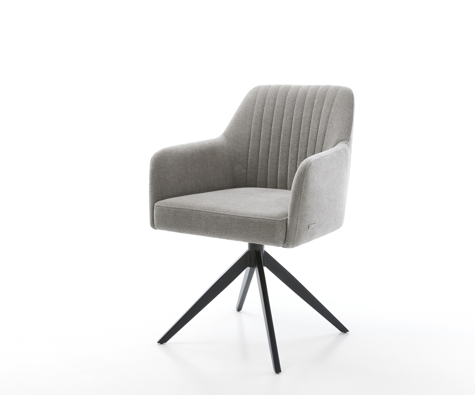 Drehstuhl Greg-Flex Strukturstoff Soft Grau Kreuzgestell breit Schwarz 360° drehbar Wippfunktion Taschenfederkern 1