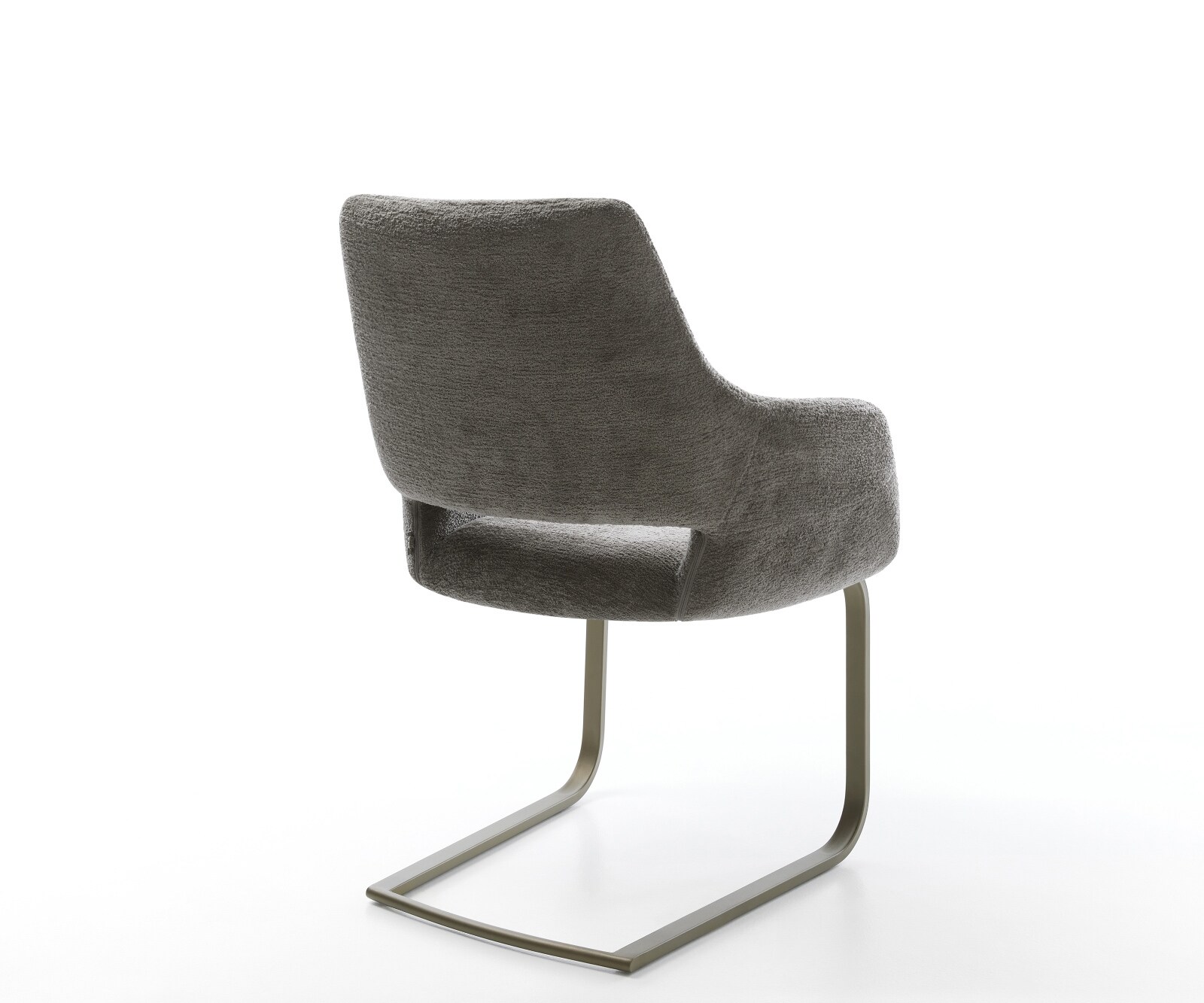 Freischwinger Yago-Flex mit Armlehnen Bouclé Soft Schlamm Freischwinger flach Effektfinish Titan Taschenfederkern 4