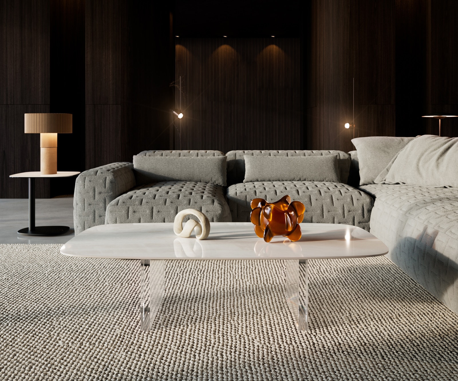Couchtisch Edge Boot 140x80 cm Keramik Onyx Champagne Lumia Acryl 1