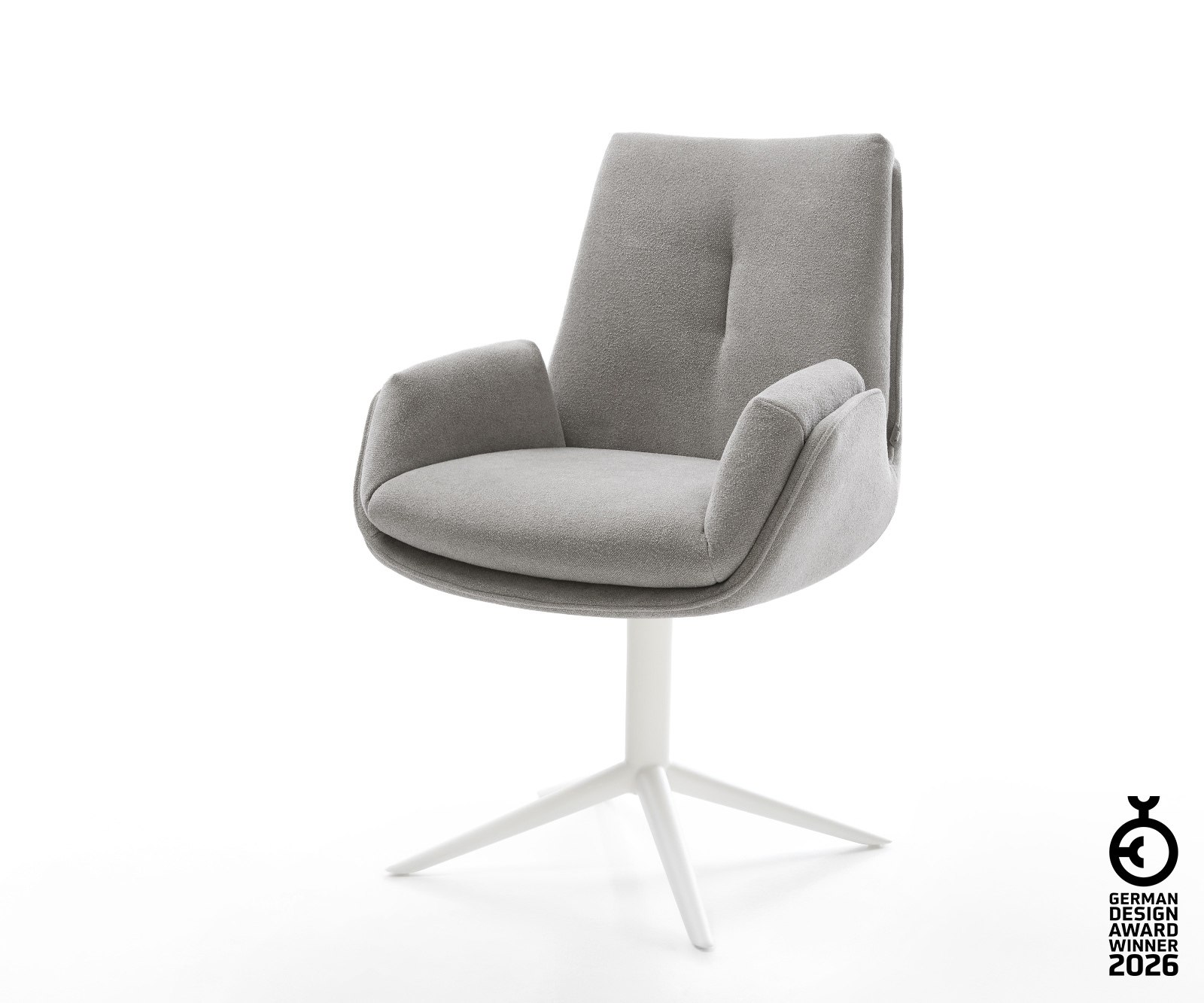 Drehstuhl Clea-Flex Strukturstoff Soft Grau Fußkreuz Weiß 360° drehbar Wipp günstig online kaufen