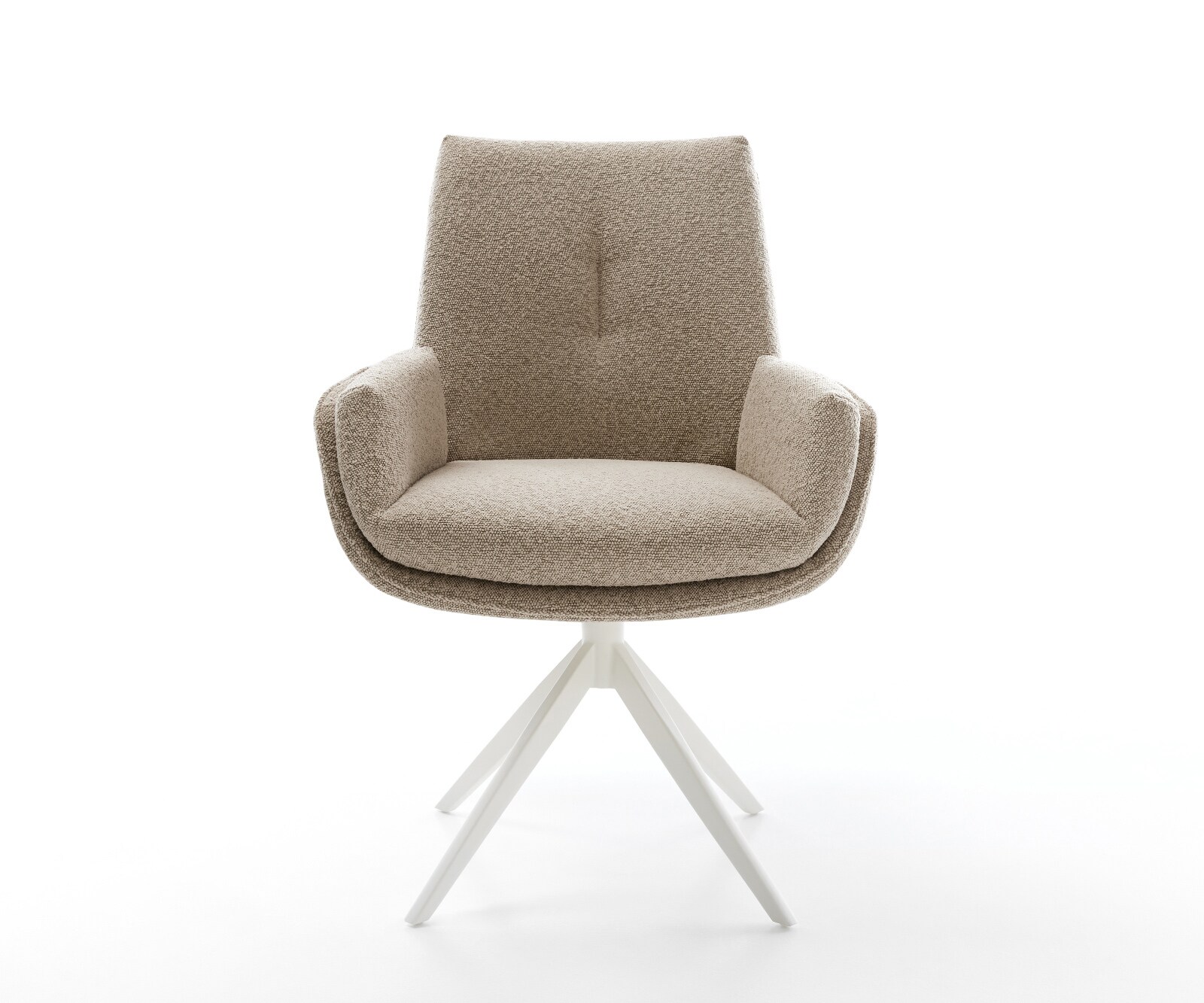 Drehstuhl Clea-Flex Bouclé Schlamm Kreuzgestell breit Weiß 360° drehbar Wippfunktion 1