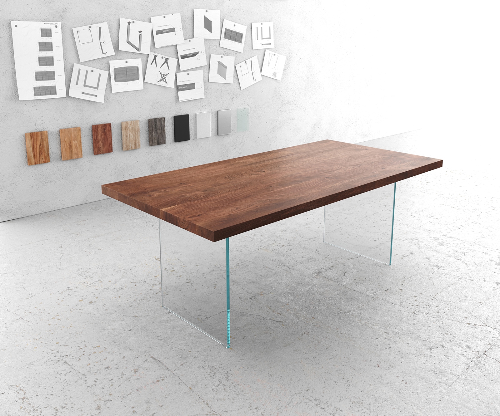 Esstisch Edge 200x100 XL Akazie Braun Glas Esstisch Edge 200x100 XL Akazie Braun Glas