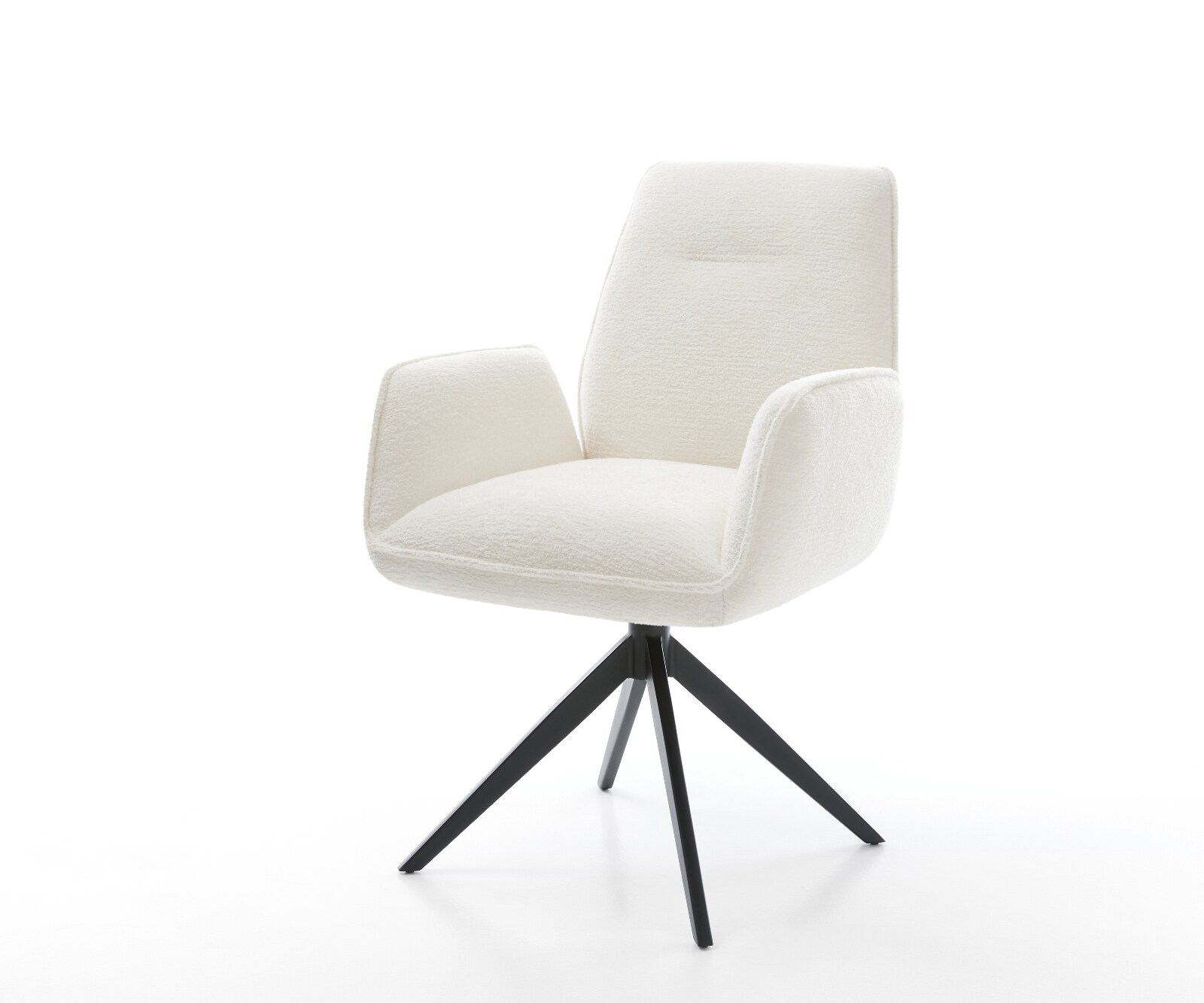 Chaise-pivotante Zoa-Flex bouclé doux beige pied croisé large noir pivotement sur 360° fonction bascule ressorts ensachés