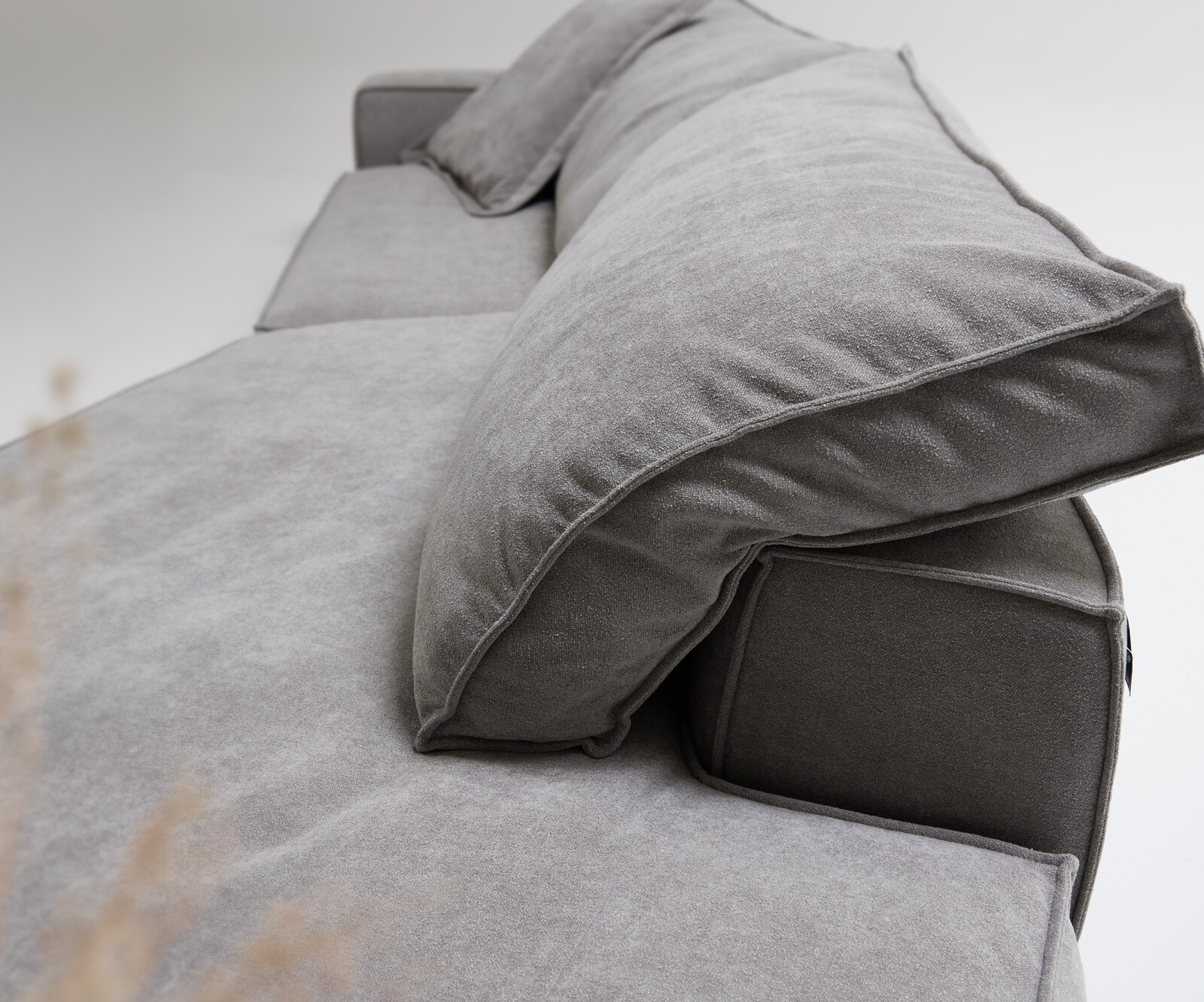 Big-Sofa Snoosh 400x150 cm Strukturstoff Soft Grau Recamiere rechts 5