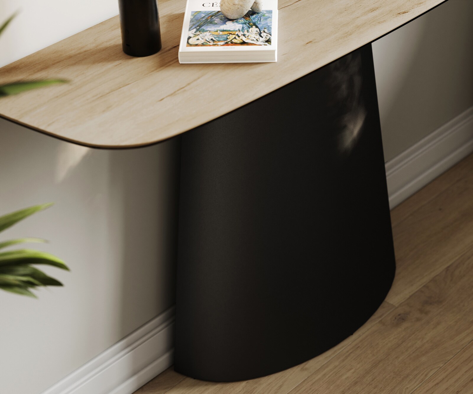 Konsolentisch Edge Boot 140x40 cm Keramik Laminam® Sabbia Eichefarbig Conos Metall Schwarz 5