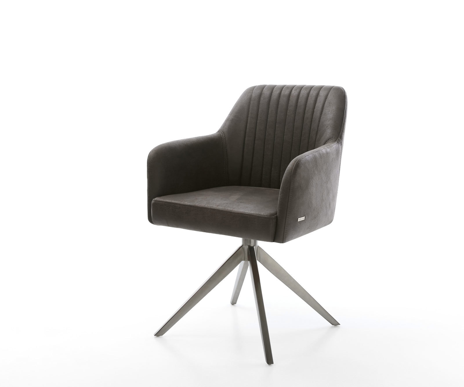 Drehstuhl Greg-Flex Mikrofaser Anthrazit Vintage Kreuzgestell breit Graphit 360° drehbar Wippfunktion Taschenfederkern Drehstuhl Greg-Flex Mikrofaser Anthrazit Vintage Kreuzgestell breit Graphit 360° drehbar Wippfunktion Taschenfederkern