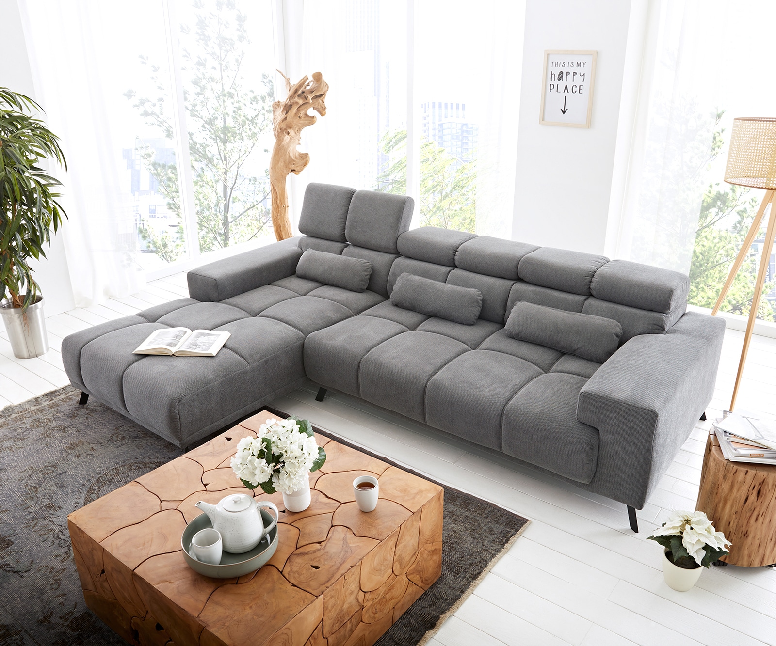 Ecksofa Ordino 285x200 Mikrofaser Grau Ottomane links elektrische Sitztiefenverstellung 4 Ecksofa Ordino 285x200 Mikrofaser Grau Ottomane links elektrische Sitztiefenverstellung 4