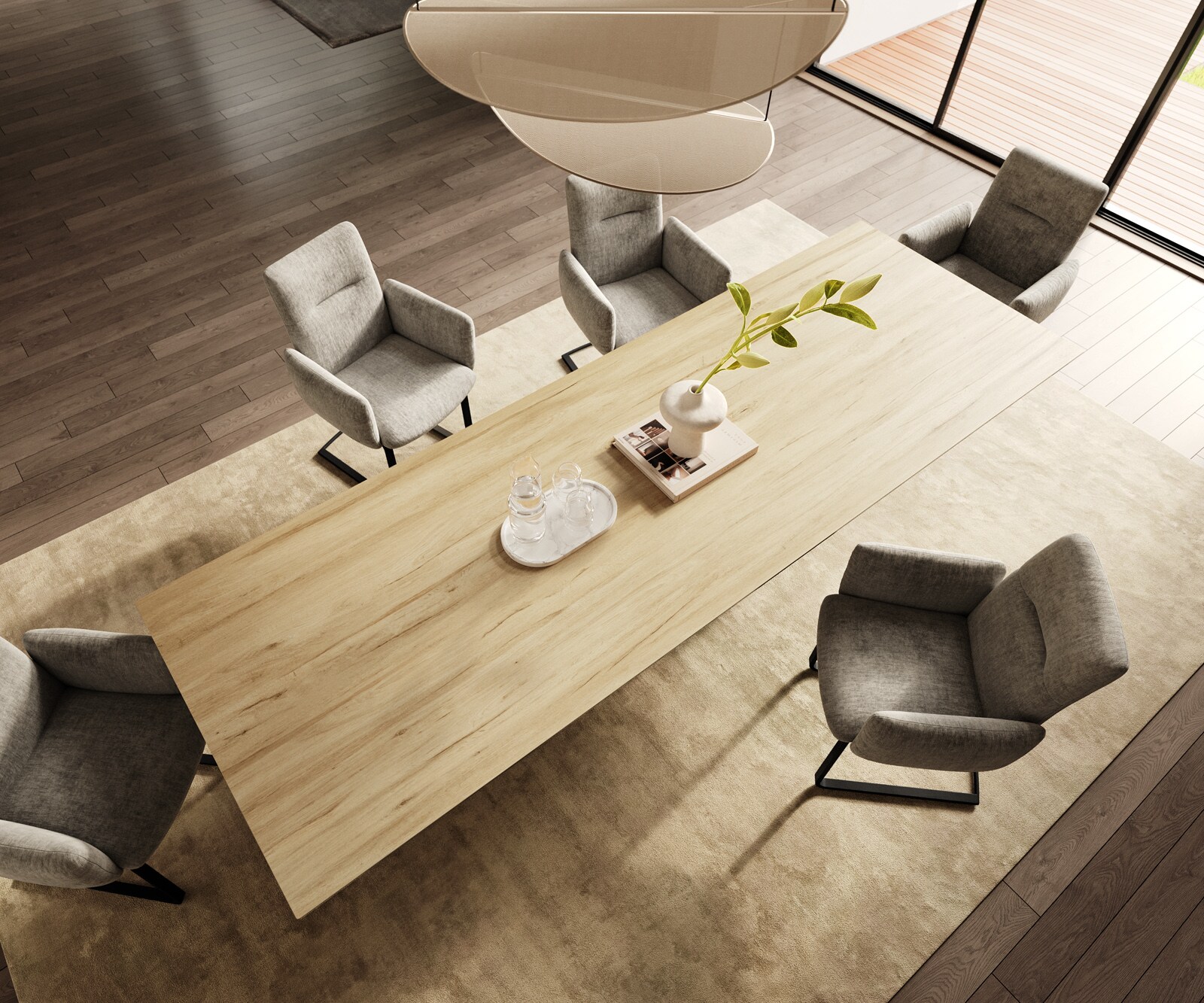 Esstisch Edge 300x100 Keramik Laminam® Sabbia Eichefarbig Estelar rund Metall Schwarz 4