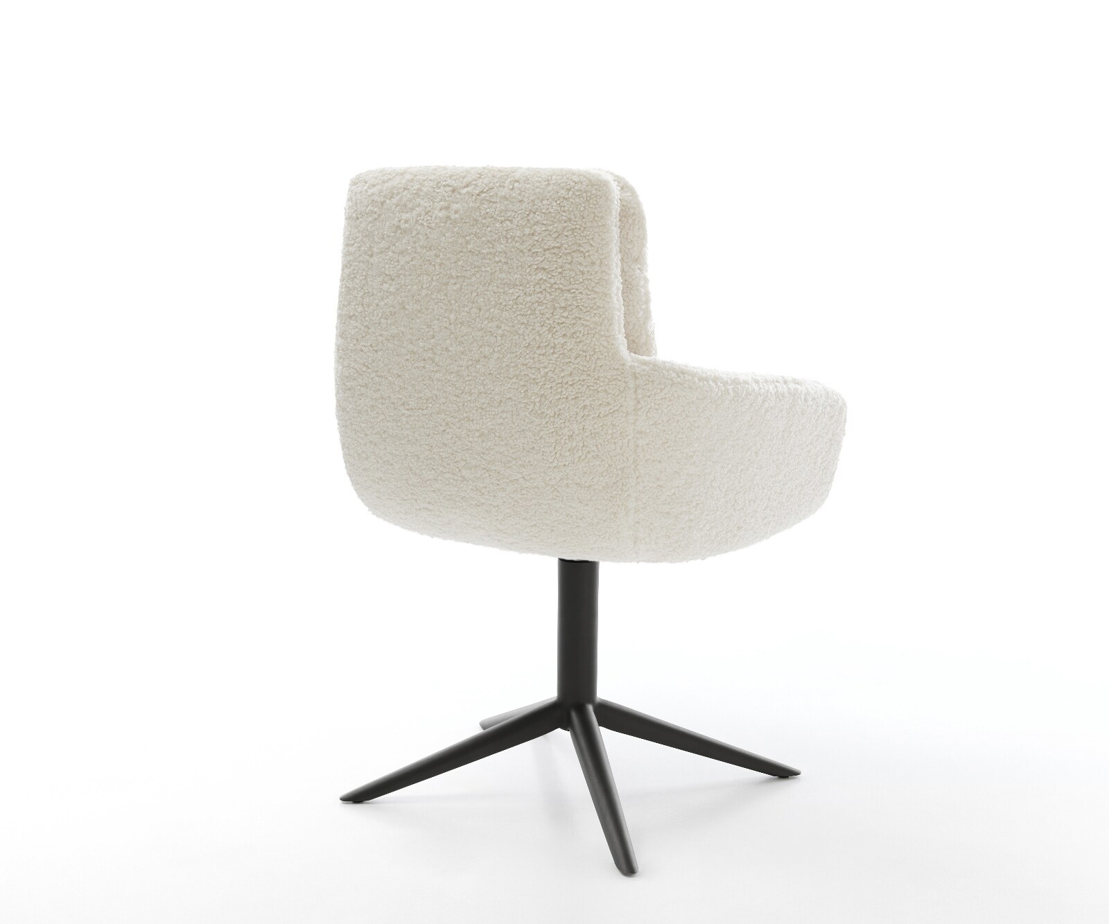 Drehstuhl Abelia-Flex mit Armlehnen Teddystoff Beige Fußkreuz Schwarz 360° drehbar Wippfunktion 4