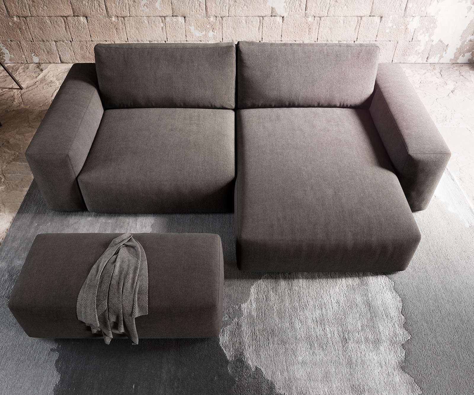 Ecksofa Lanzo XL 270x180 cm Mikrofaser Khakibraun Recamiere variabel mit Hocker 3 Ecksofa Lanzo XL 270x180 cm Mikrofaser Khakibraun Recamiere variabel mit Hocker 3