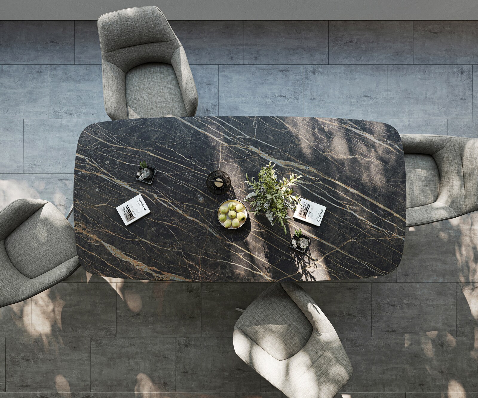 Outdoortisch Edge Boot 200x100 cm Keramik Laminam® Noir Desir Braun Kreuzgestell Rechteck Schwarz 6