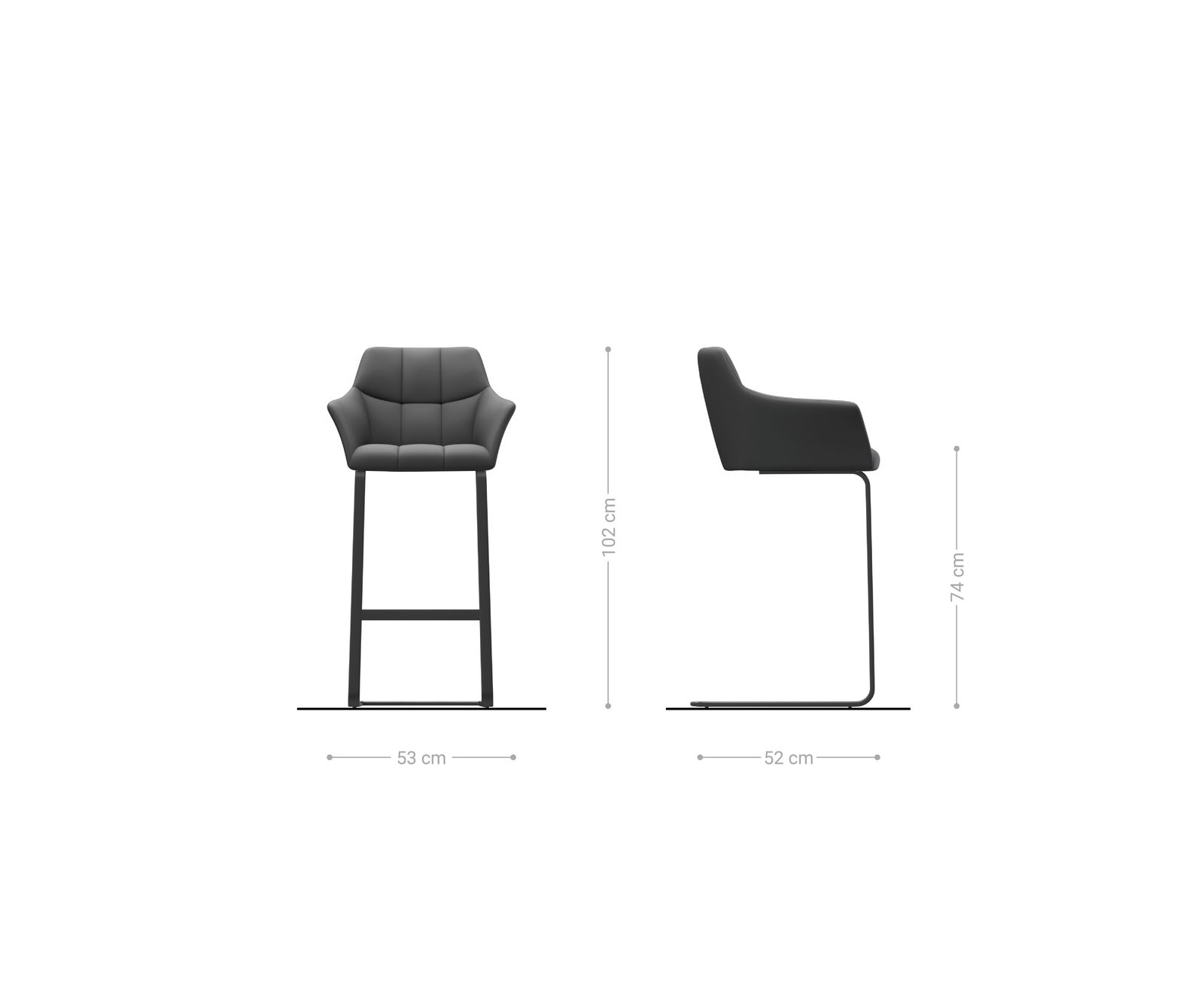 Barstuhl Yulo-Flex Bouclé Soft Schlamm Freischwinger Flach Metall Schwarz 6