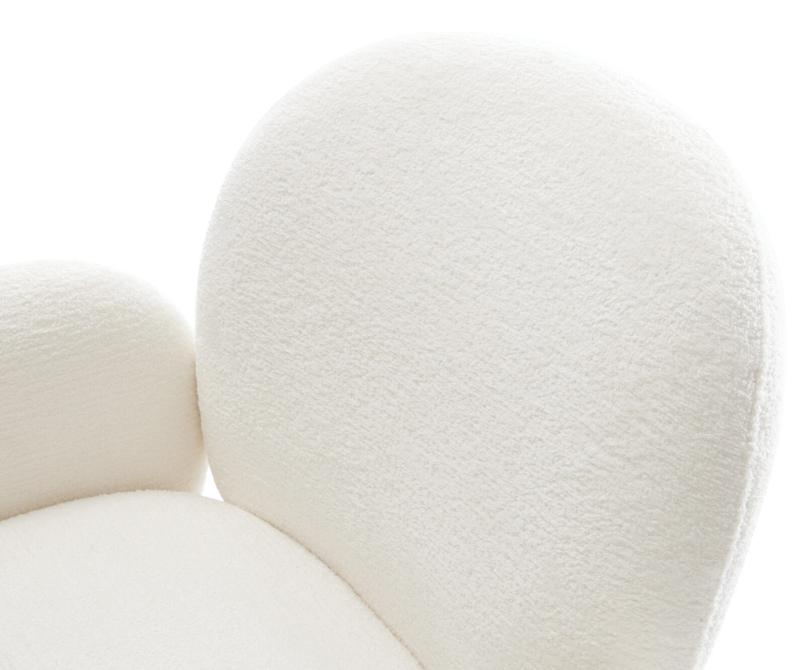 Drehstuhl Nube-Flex mit Armlehnen Bouclé Soft Beige Kreuzgestell breit Weiß 360° drehbar Wippfunktion Taschenfederkern 3