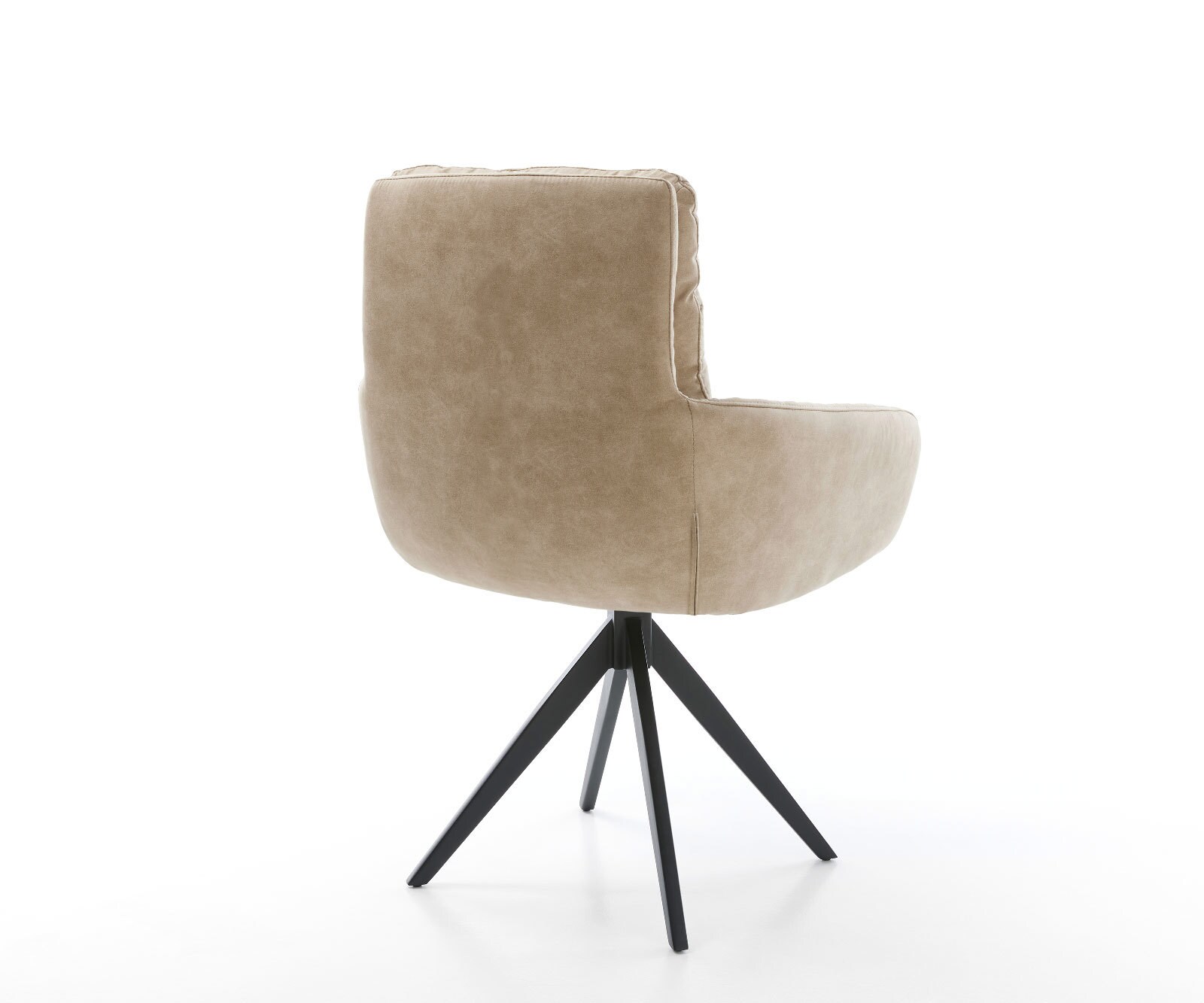 Esszimmerstuhl Abelia-Flex mit Armlehnen Mikrofaser Beige Vintage Kreuzgestell kantig Schwarz 4