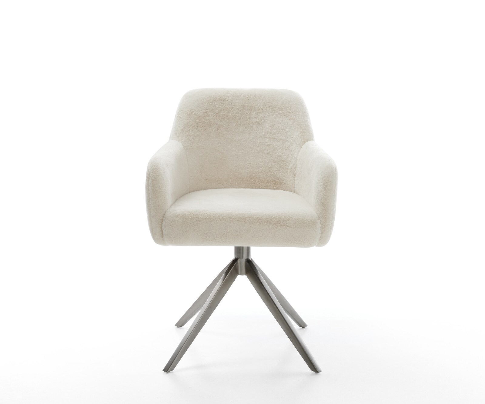 Drehstuhl Greg-Flex Plüsch Creme-Weiß Kreuzgestell breit Graphit 360° drehbar Wippfunktion Taschenfederkern 2