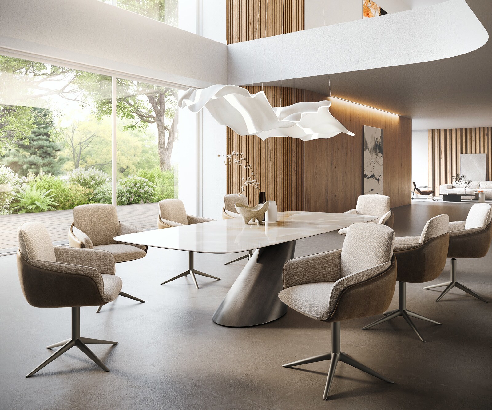 Esstisch Edge Boot 270x120 cm Keramik Iris FMG Onice Grigio Cono Metallic Silber 6