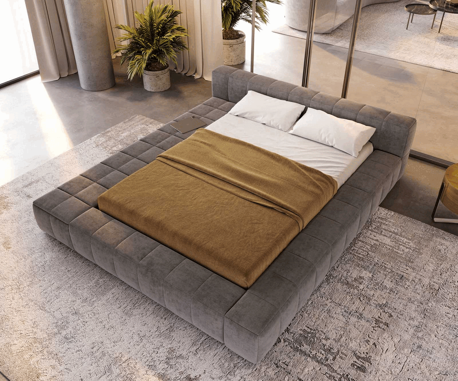 Polsterbettgestell Espazio 140x200 cm Mikrofaser Grau mit Stauraum 3