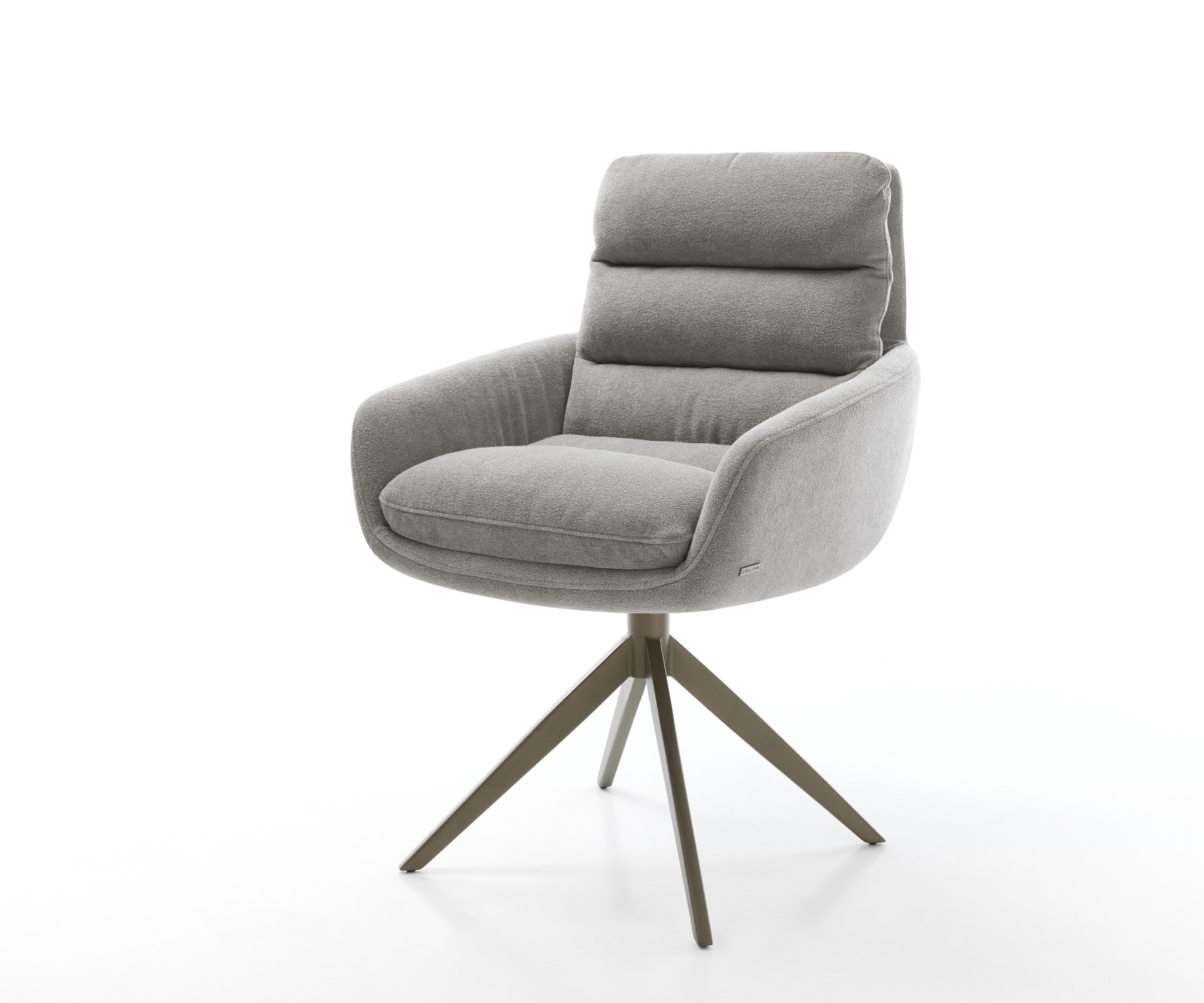 Drehstuhl Abelia-Flex mit Armlehnen Strukturstoff Soft Grau Kreuzgestell breit Effektfinish Titan 360° drehbar Wippfunktion